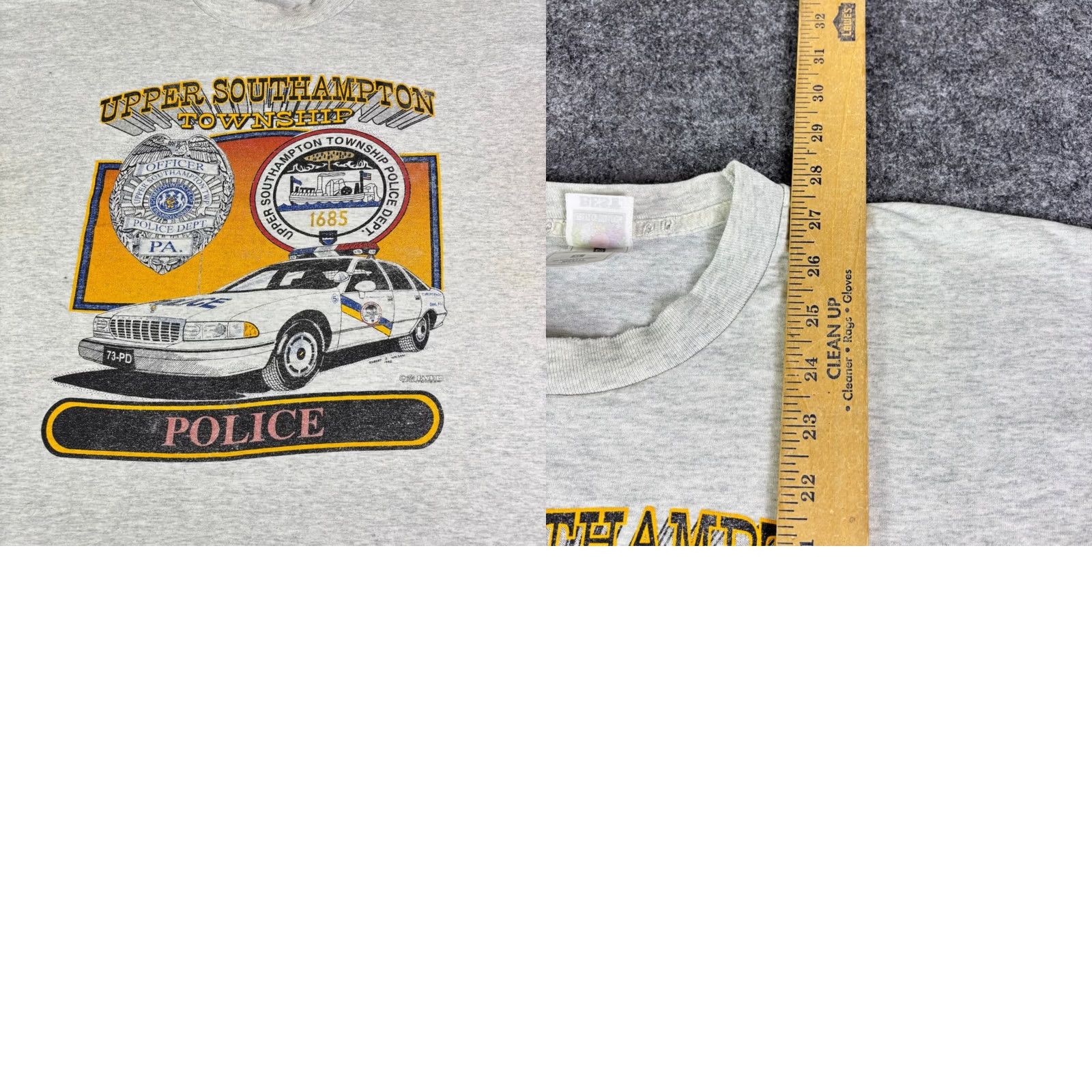 Fruit Of The Loom VINTAGE Upper Southampton Township Police T-Shirt Fruit of the Loom XL Gray 1990s Men Short Sleeve Graphic Tee Size US XL / EU 56 / 4 - 8 Thumbnail
