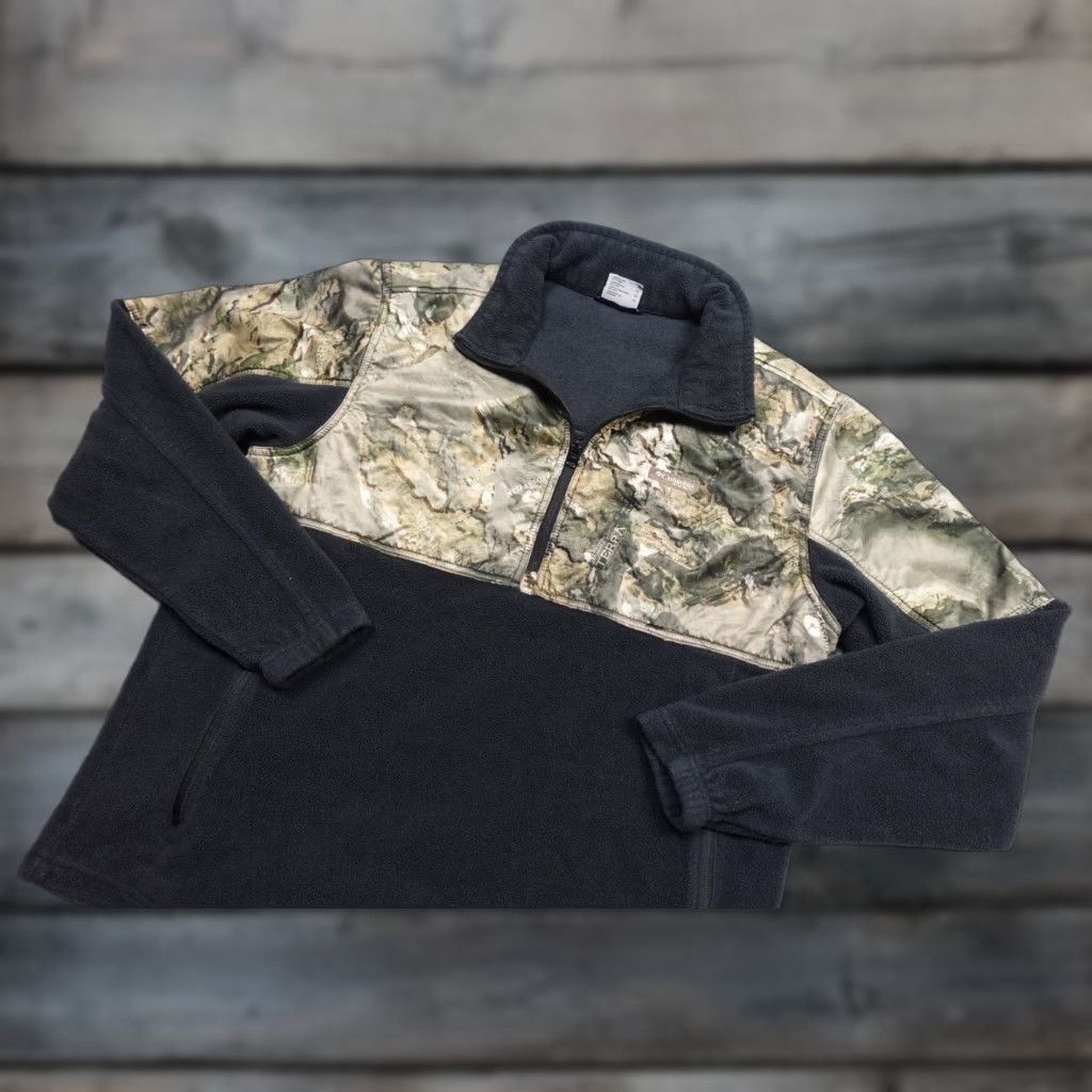 Vintage Columbia PFG Camo Fleece Mens XL Black Mossy Oak Quarter Zip Pullover Jacket Size US XL / EU 56 / 4 - 1 Thumbnail