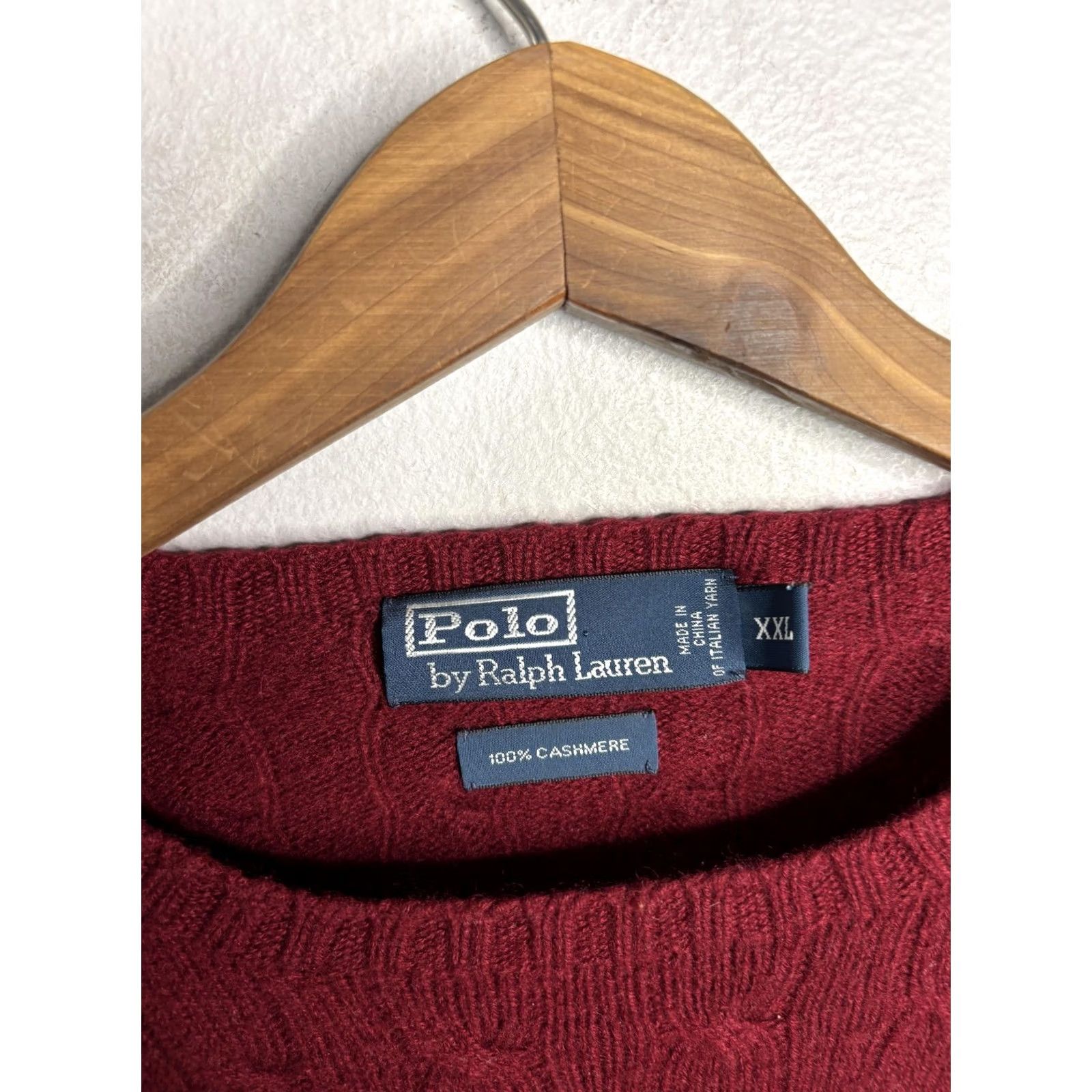 Polo Ralph Lauren Polo Ralph Lauren Sweater Mens 2XL Red Cashmere Cable Knit Crewneck Pullover Size US XXL / EU 58 / 5 - 3 Thumbnail