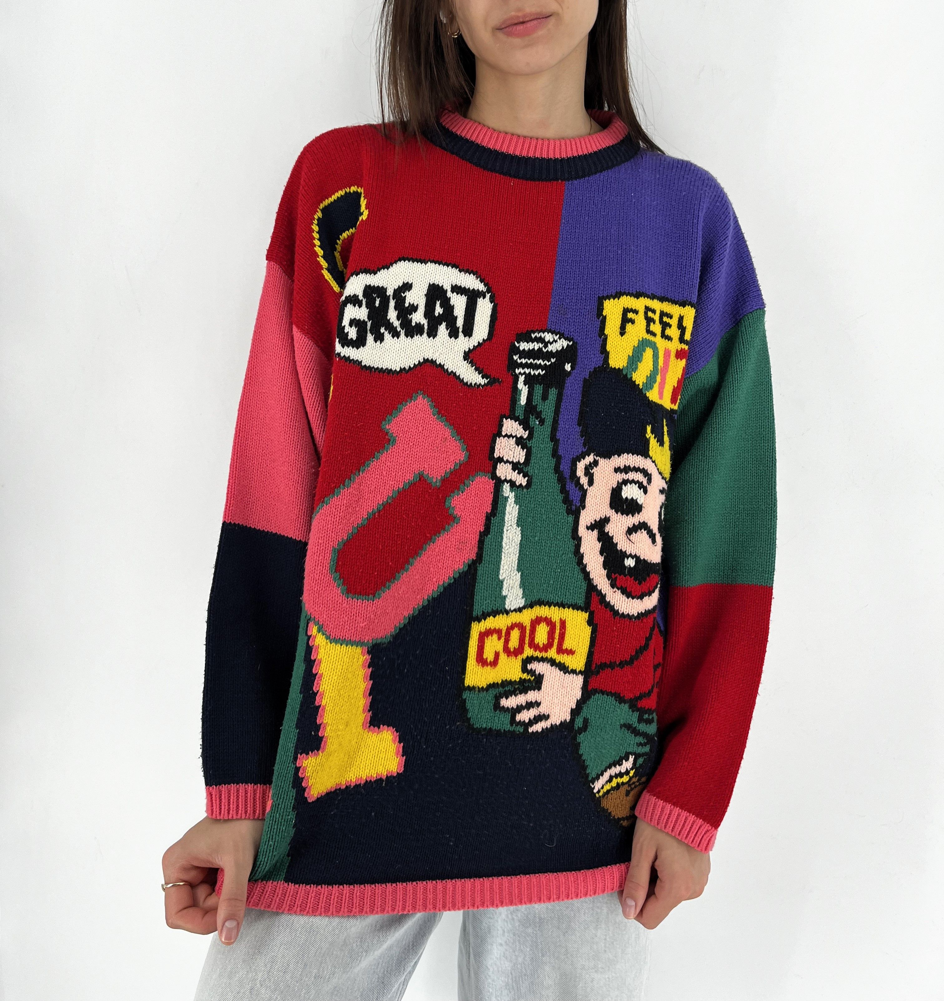 Vintage Vintage DITO DITO Graphic Knit Sweater L Pop Art Comic Style Size L / US 10 / IT 46 - 1 Thumbnail