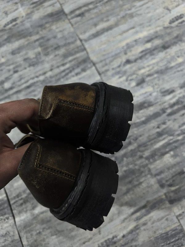 Genuine Leather Vtg Dark Brown Chunky Leather Metal Front Shoes Workwear Size US 8 / IT 38 - 13 Thumbnail