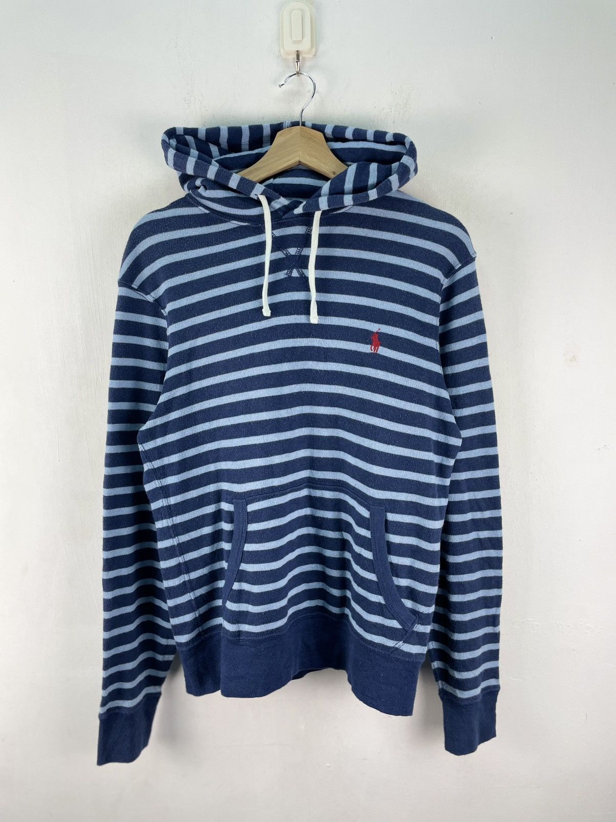 Polo Ralph Lauren Vintage Polo Ralph Lauren Pullover Hoodie Striped Blue Size US S / EU 44-46 / 1 - 1 Thumbnail