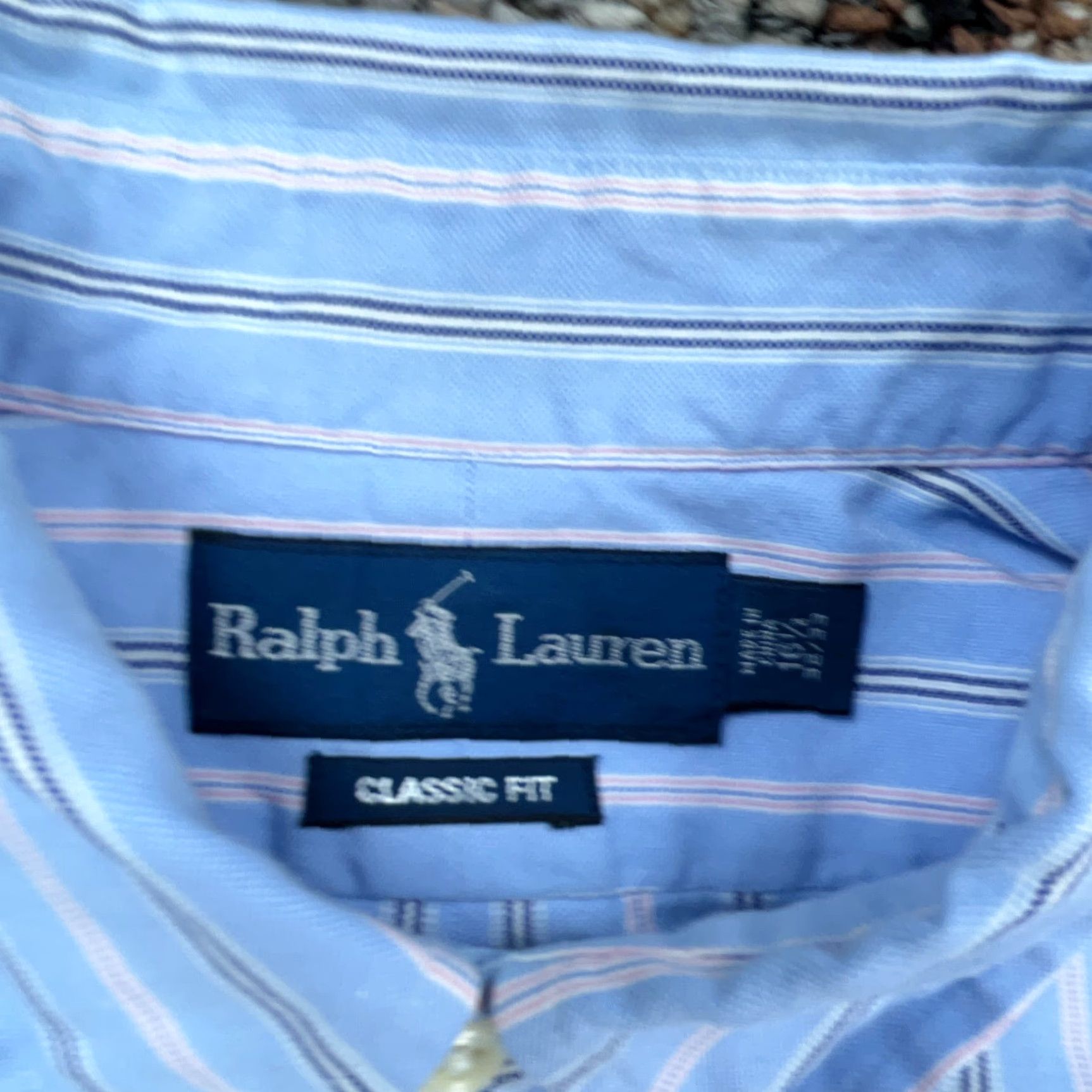 Ralph Lauren Ralph Lauren Shirt Men 16.5 34 Blue Pink Striped Button-Up Oxford Cloth Dress L Mens Size 42R - 5 Thumbnail