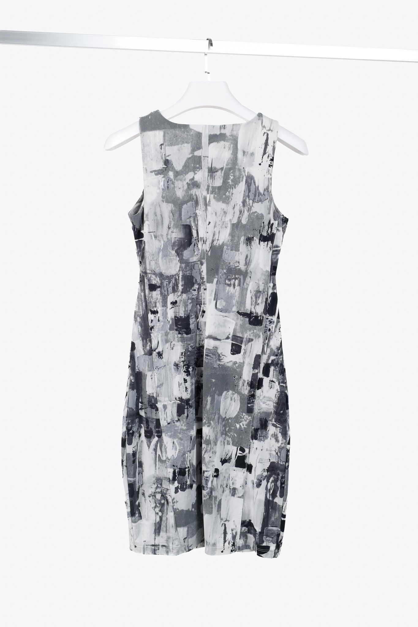 Sarah Pacini Sarah Pacini Grey Abstract-Print Draped Jersey Dress Size S / US 4 / IT 40 - 2 Thumbnail