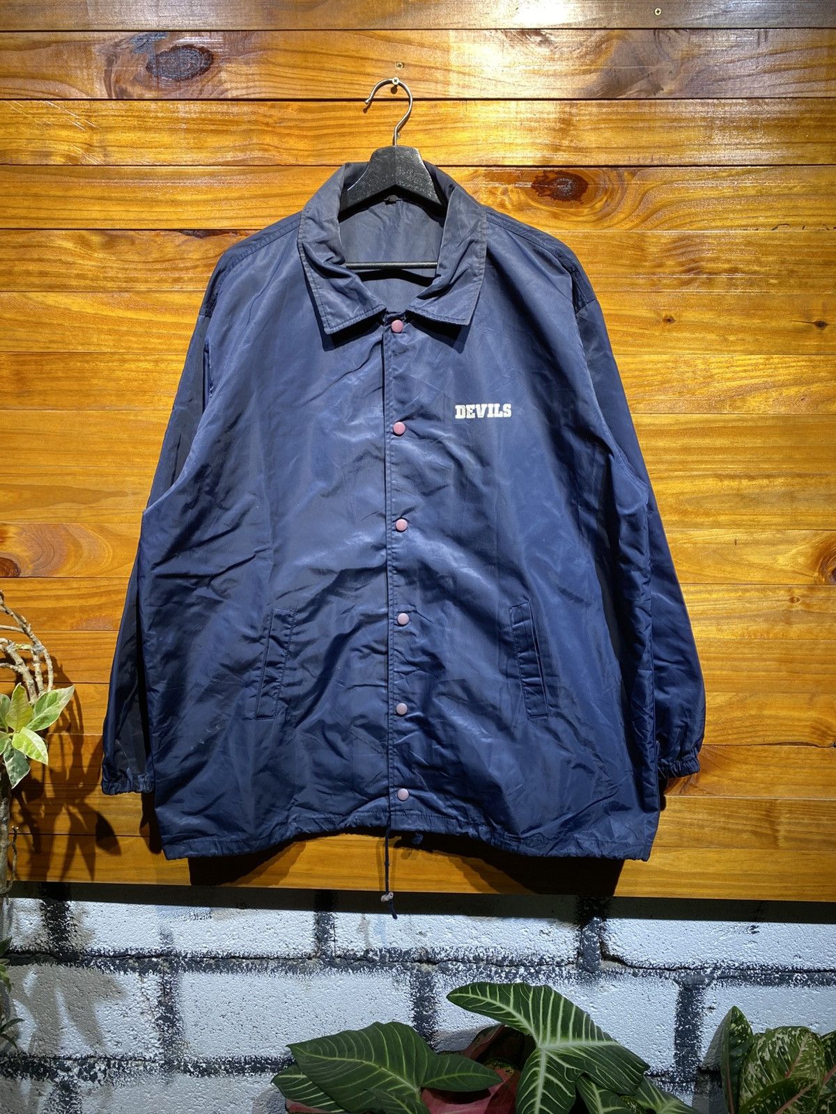 Vintage Vintage DEVILS Navy Coach Jacket – Graphic Print Size US XL / EU 56 / 4 - 3 Thumbnail