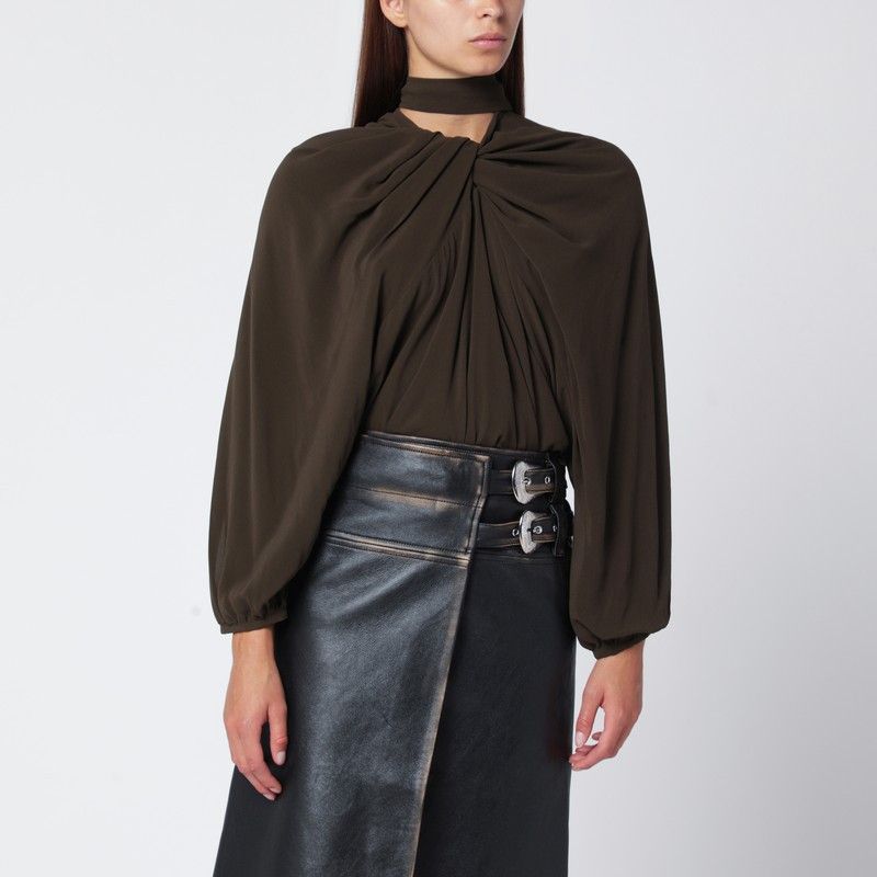 Namacheko Namacheko Black Draped Silk Top Size S / US 4 / IT 40 - 1 Thumbnail