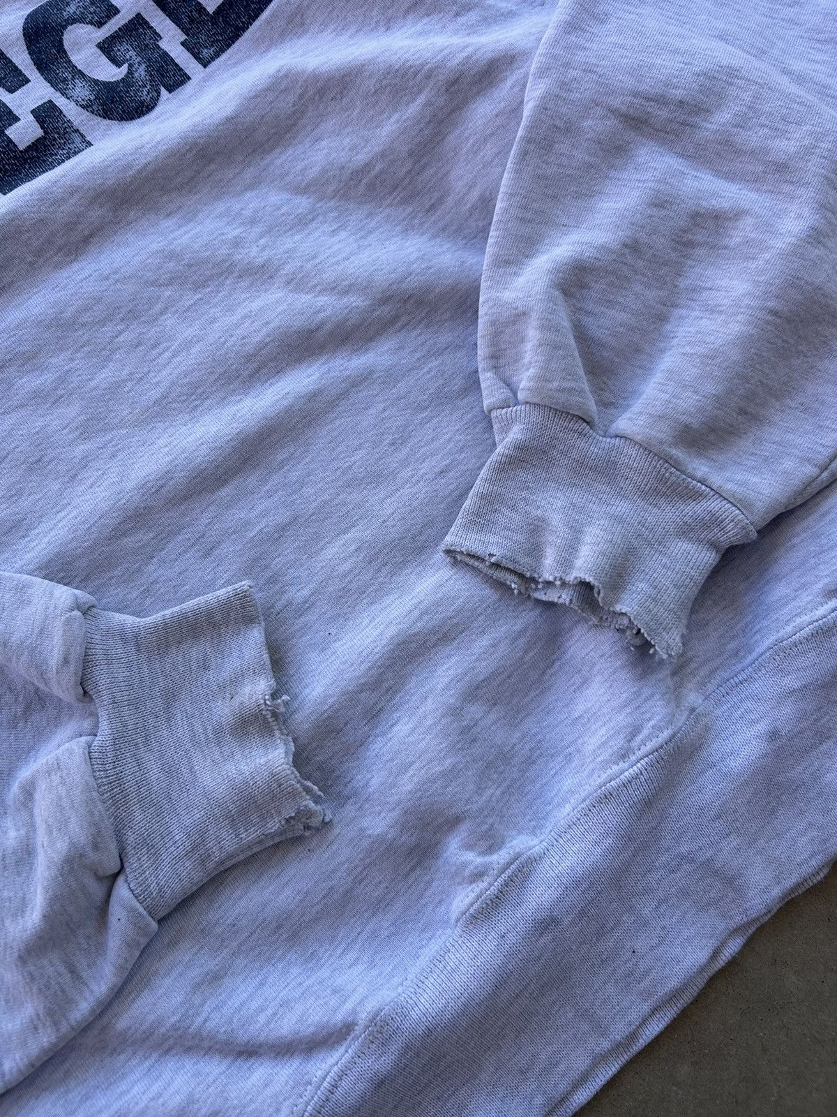 Jerzees × Vintage Perfectly Distressed Heather Grey Spell Out College Sweater Size US L / EU 52-54 / 3 - 5 Thumbnail