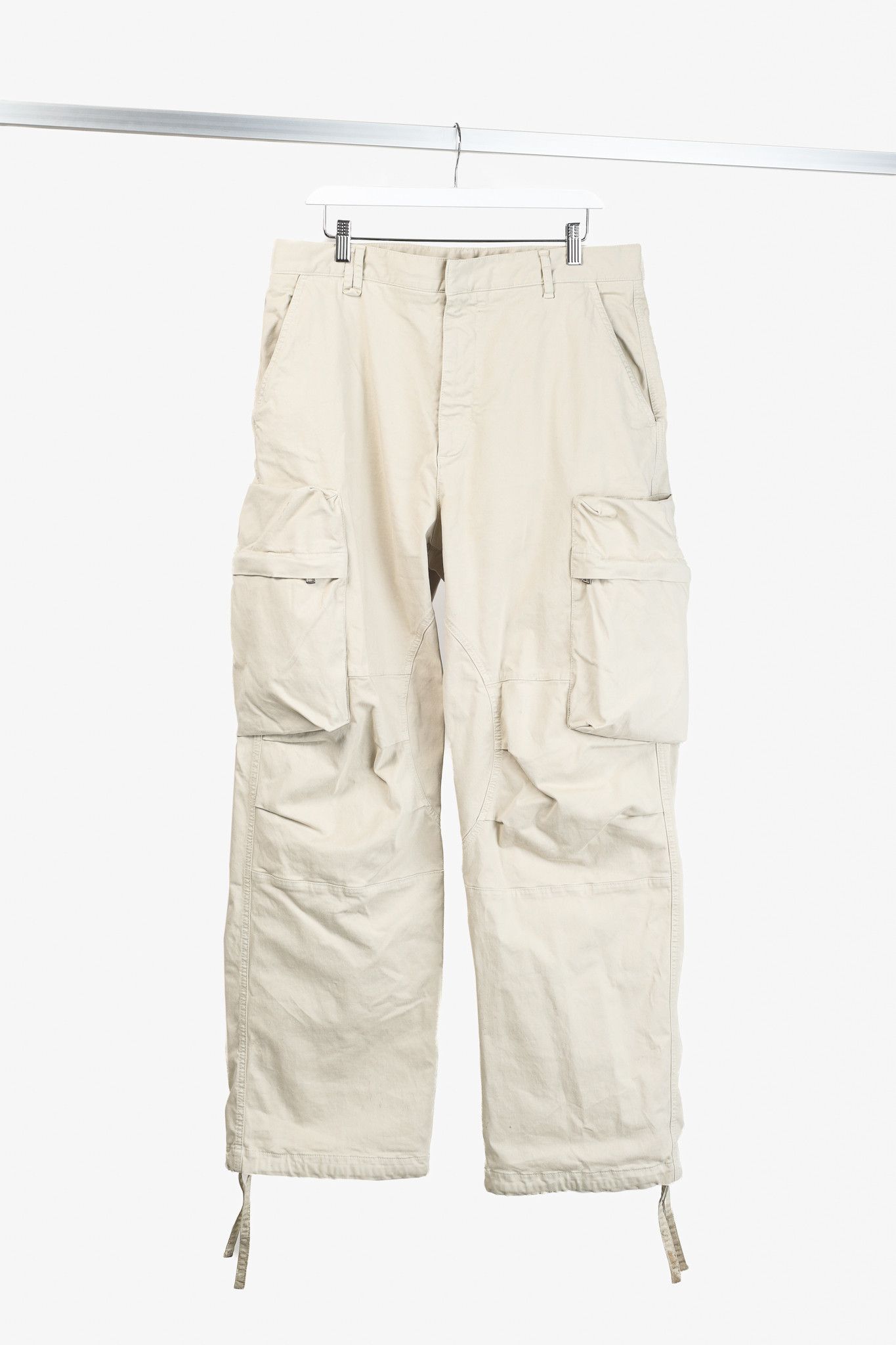 Moncler Moncler Light Beige Wide-Leg Stretch-Cotton Cargo Trousers Size US 34 / EU 50 - 1 Thumbnail