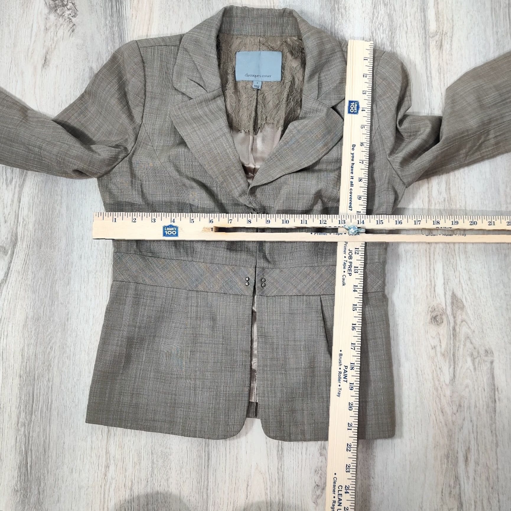 Vintage Classiques Entier Blazer Jacket Women’s Grayish Brown Single-Breasted Sz 2 Formal Regular Sleeve Long Crew N/A Size XS / US 0-2 / IT 36-38 - 2 Thumbnail