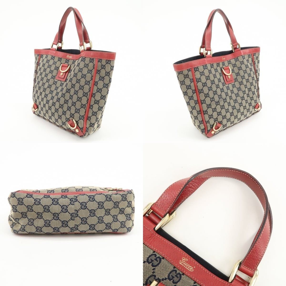 Gucci Gucci Abbey GG Canvas & Leather Tote Red Size ONE SIZE - 3 Thumbnail