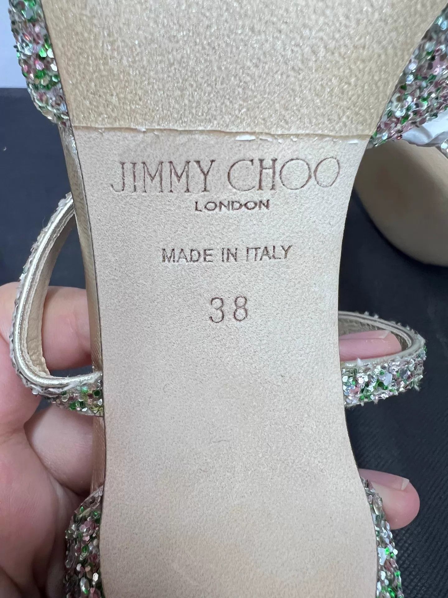 Jimmy Choo Jimmy Choo Emsy Crystal Glitter Open Toe Stiletto 38 NIB Size US 7.5 / IT 37.5 - 8 Thumbnail