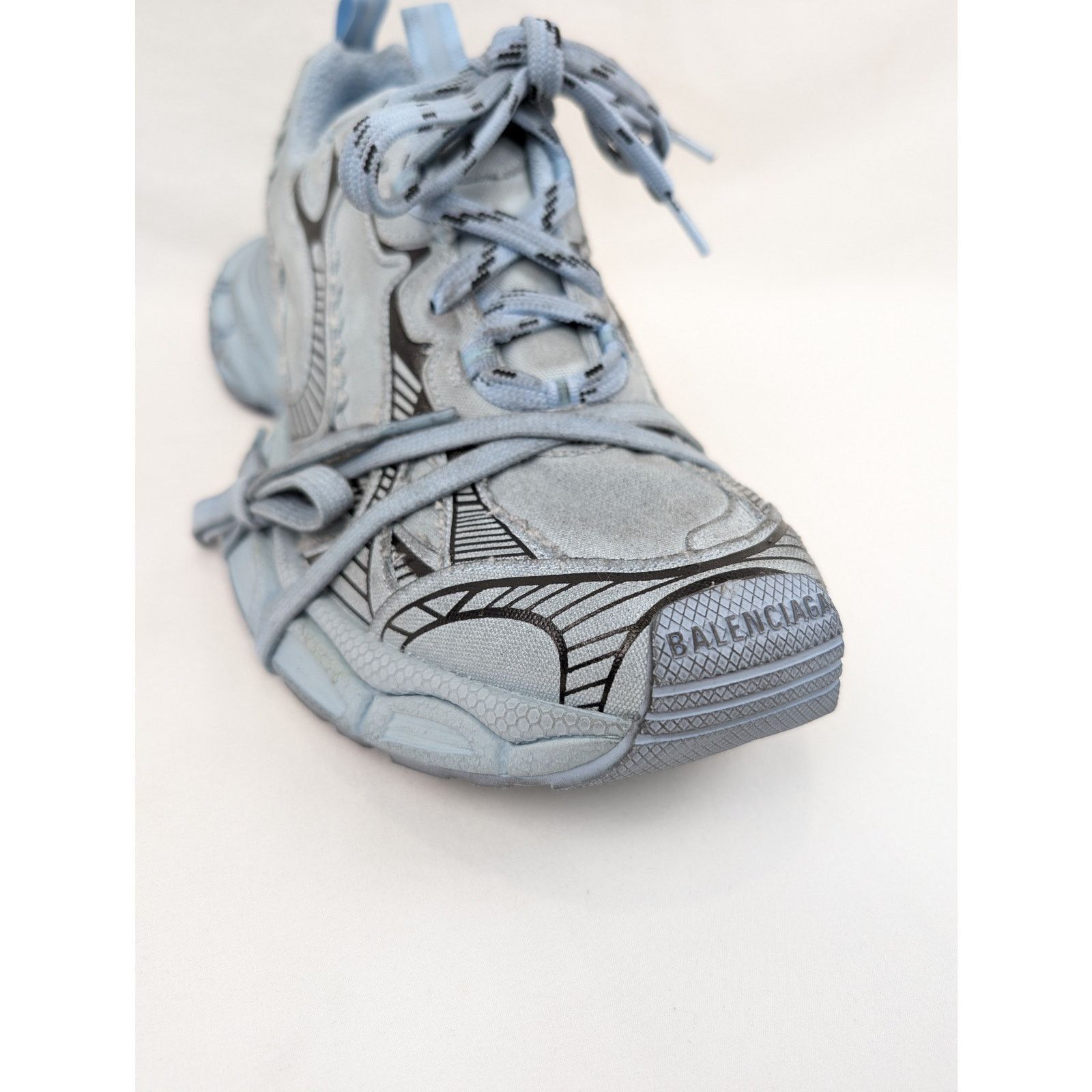 Balenciaga o1rshd1 3xl Destroyed Canvas Sneakers in Light Blue Size US 11 / EU 44 - 3 Thumbnail