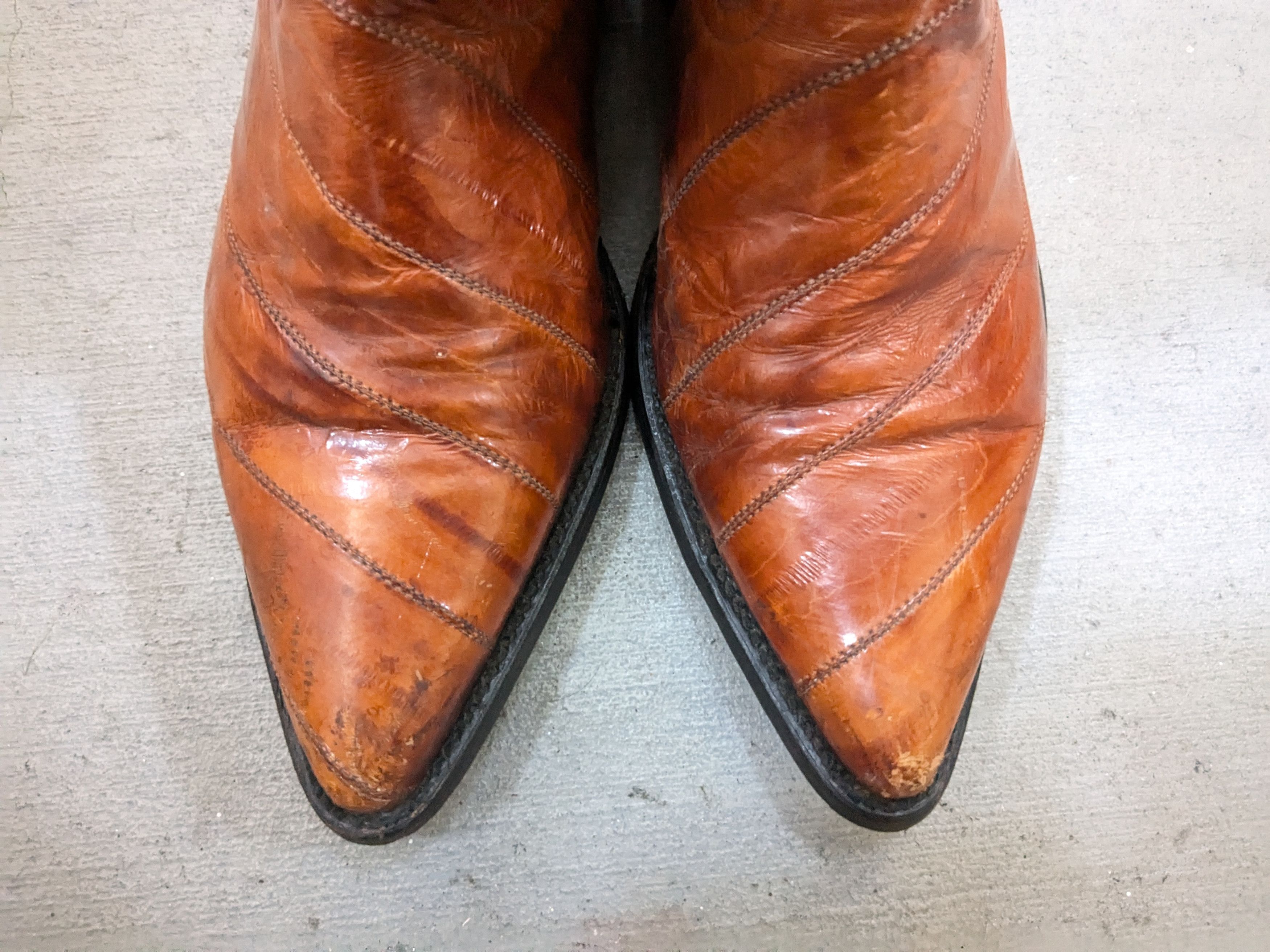 Genuine Leather Nopal Cowboy Boots 9.5 Brown Eel Leather Mexico Exotic Size US 9.5 / EU 42-43 - 4 Thumbnail