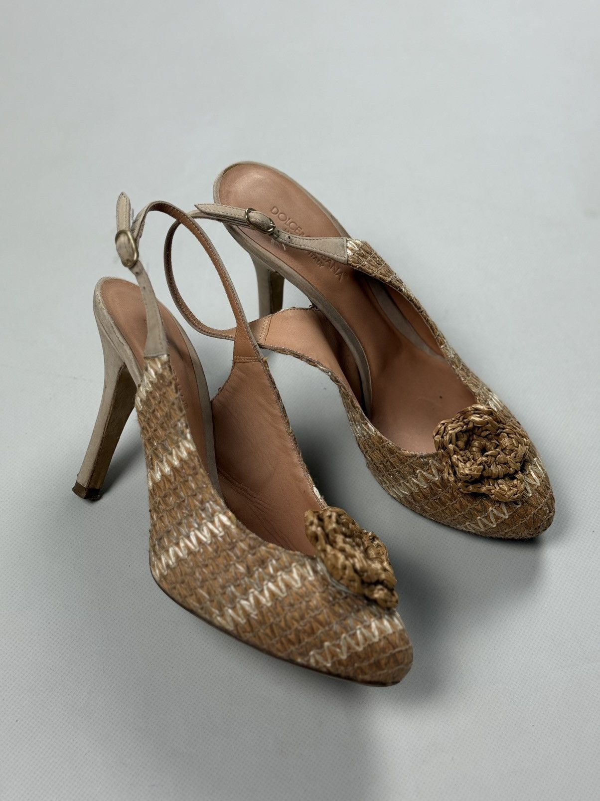 Dolce & Gabbana Dolce & Gabbana Raffia Sling Back Heels Pumps Size 37.5 Size US 7.5 / IT 37.5 - 6 Thumbnail