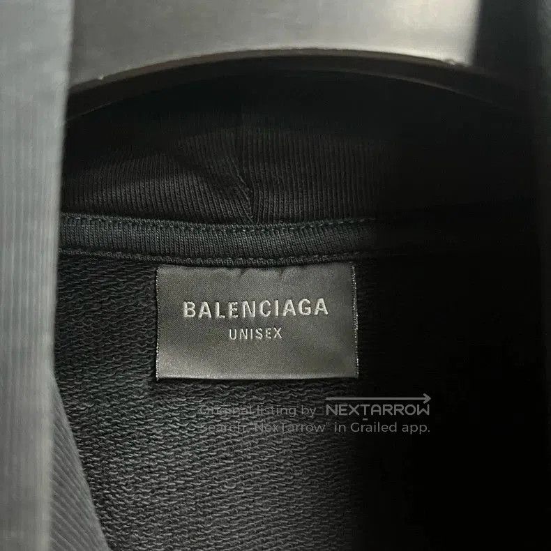 Balenciaga Black Logo Embroidered Hoodie.