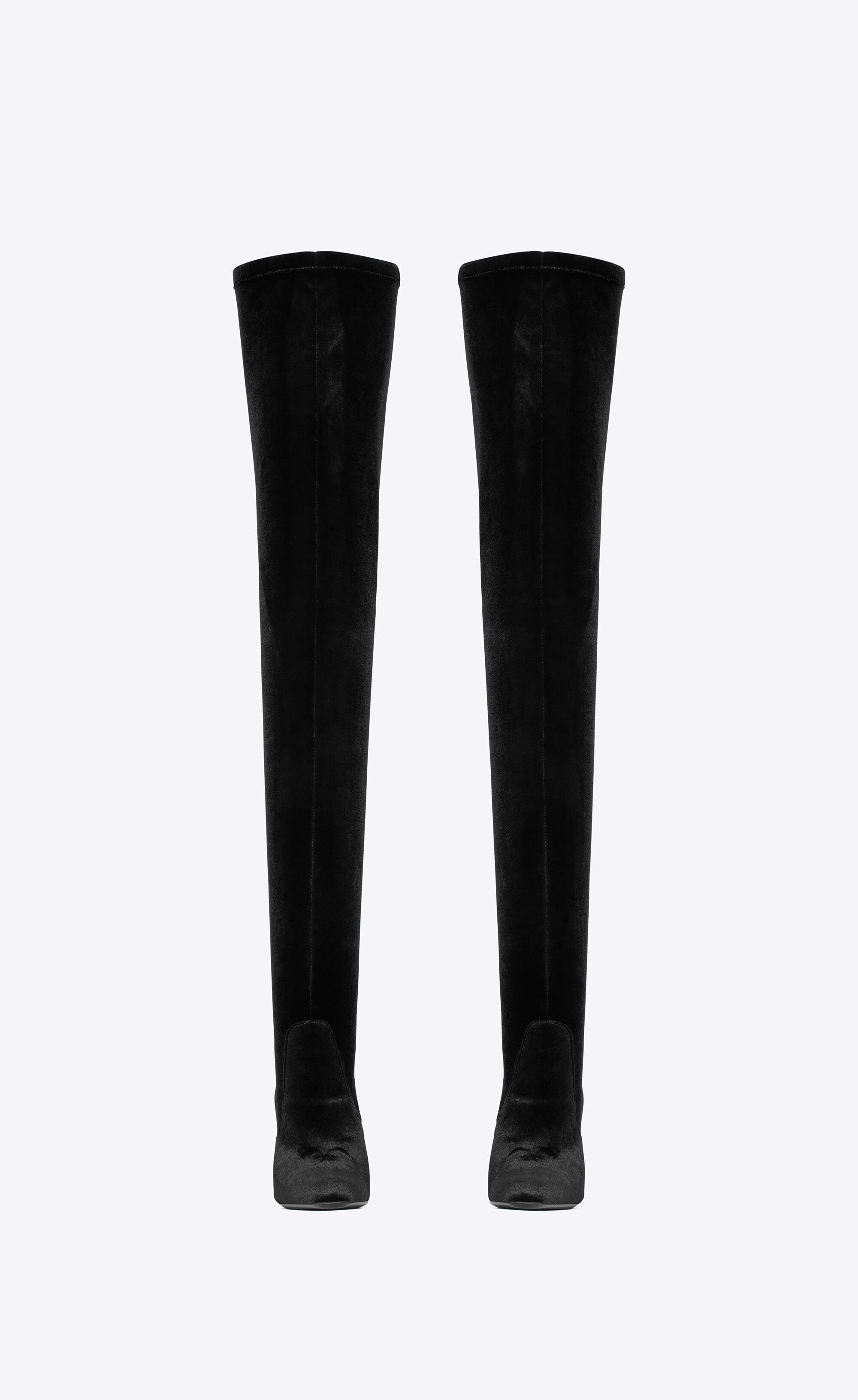 Saint Laurent Paris oc11z1125 Auteuil Over The Knee Boots in Stretch Velvet Size US 5 / IT 35 - 2 Thumbnail