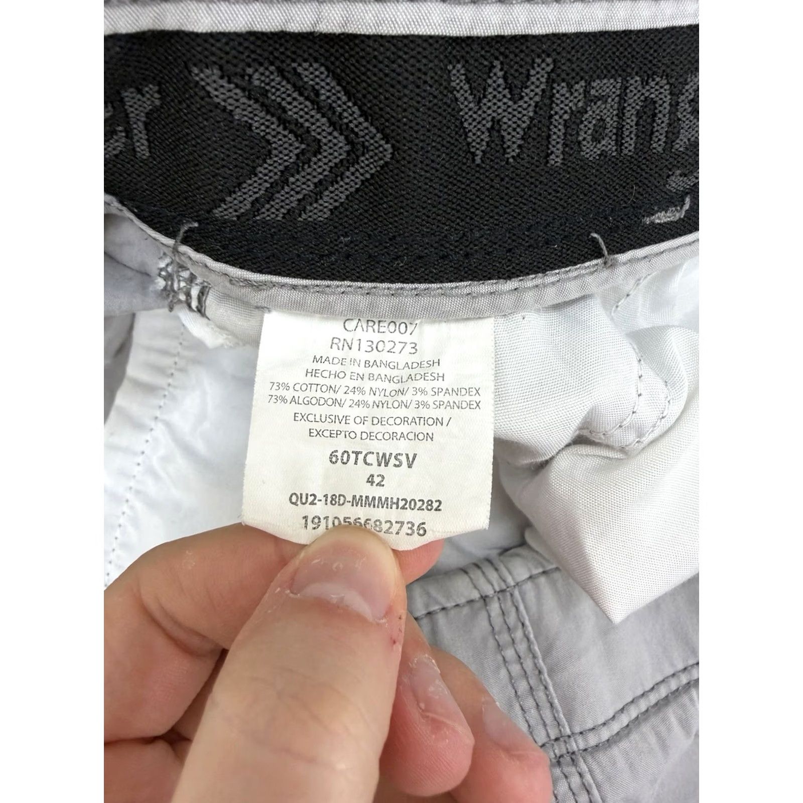 Wrangler Wrangler Mens Shorts Cargo Gray 42 - Regular Rise, Flat Front, Pockets, Button Closure, Cotton Nylon Spandex - Casual Size US 42 / EU 58 - 5 Thumbnail