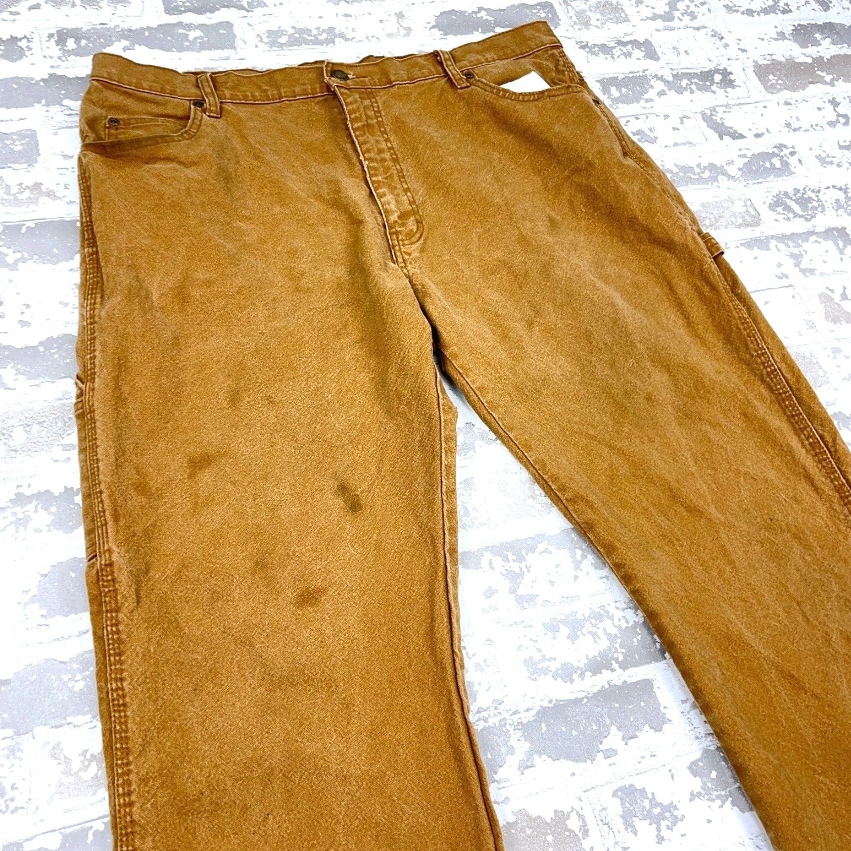Dickies Dickies Pants Men 38x32 Brown Carpenter Pants Distressed Stain Workwear VTG Y2K Size US 38 / EU 54 - 4 Thumbnail