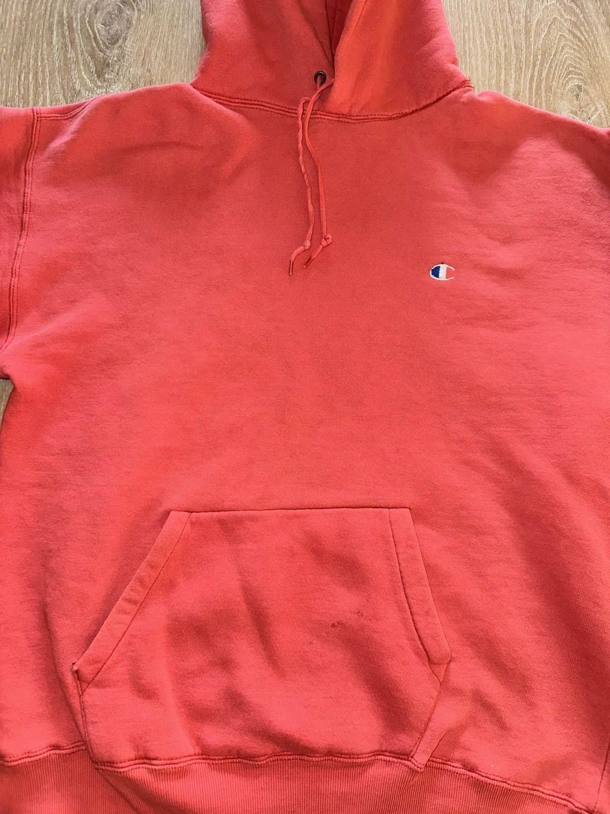 Champion × Vintage Vintage 90’s Champion Salmon Pink Hoodie Sweatshirt Size US L / EU 52-54 / 3 - 3 Thumbnail