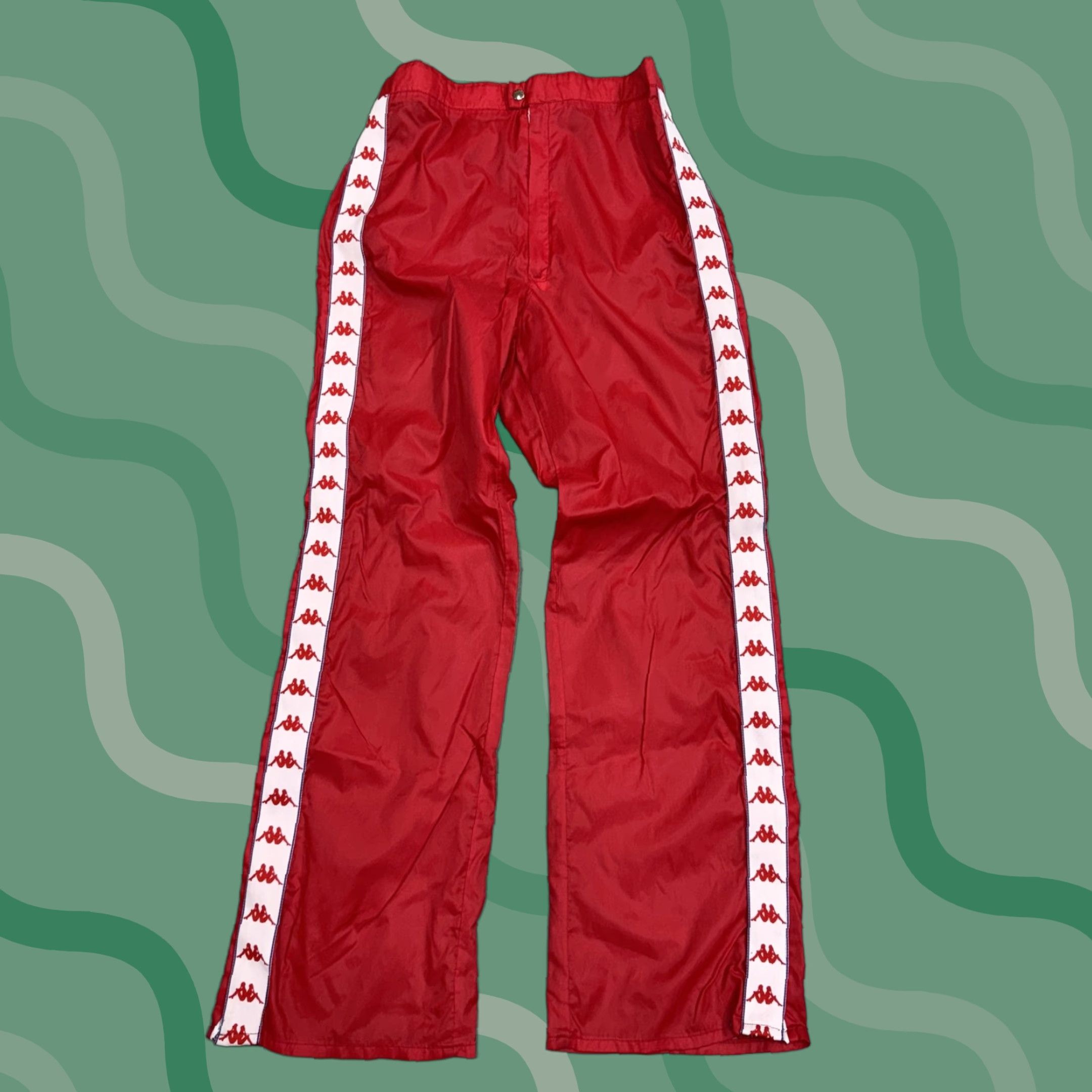 Kappa VINTAGE Kappa Sport Track Pants Mens 50 Red Made In Italy Zip Hems Logo Tape 90s Size US 34 / EU 50 - 1 Thumbnail
