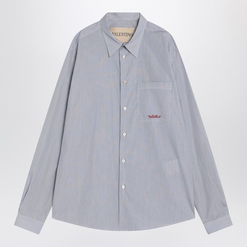 Valentino Valentino Light Blue Cotton Shirt With Logo Size US L / EU 52-54 / 3 - 1 Thumbnail