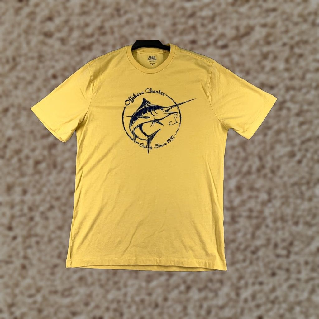 Izod IZOD Shirt Mens M Yellow Saltwater Offshore Charter Swordfish Angler Cotton Size US M / EU 48-50 / 2 - 1 Thumbnail