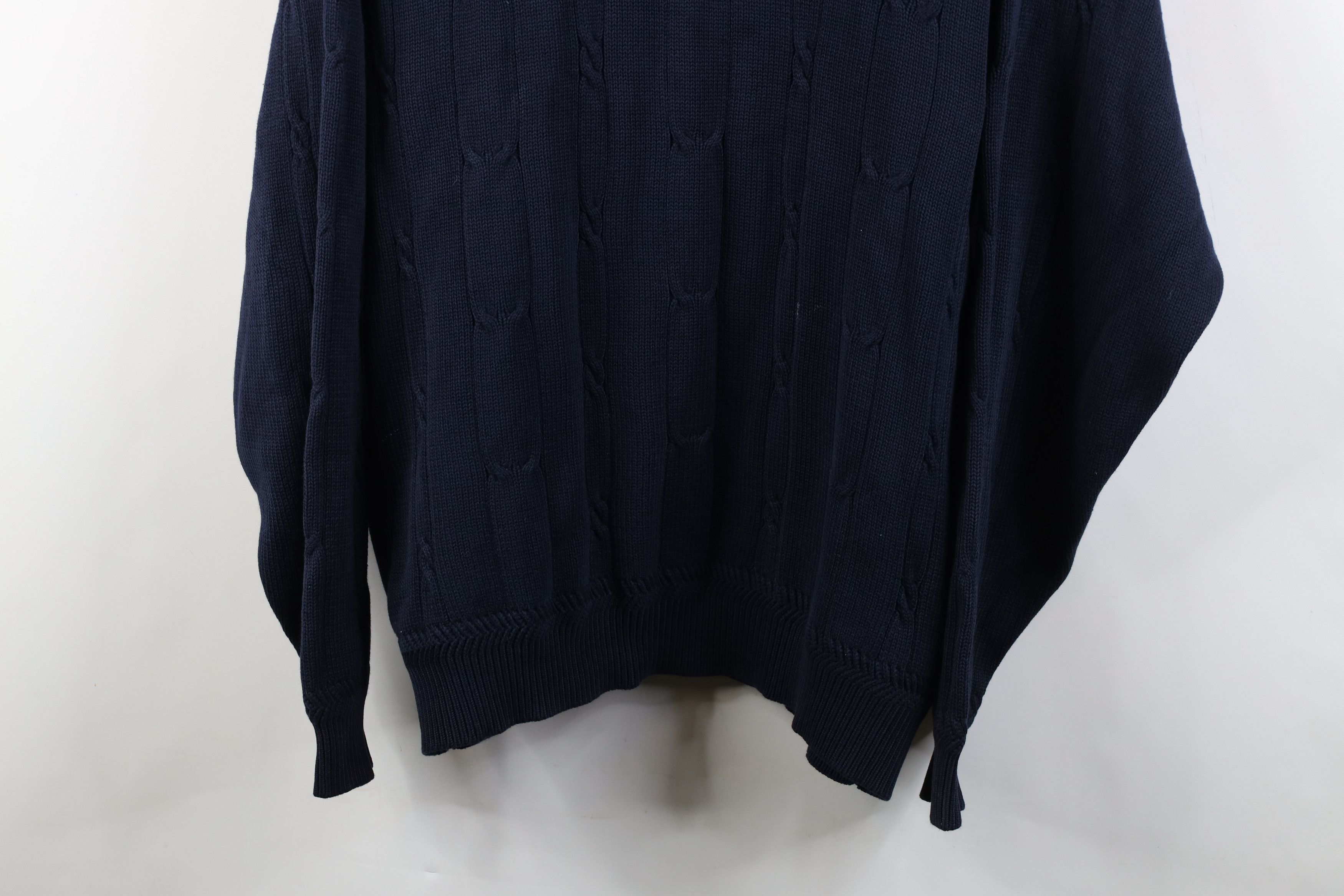 Nautica Vintage 90s Nautica Sailboat Cotton Cable Knit Sweater Blue Size US XL / EU 56 / 4 - 3 Thumbnail
