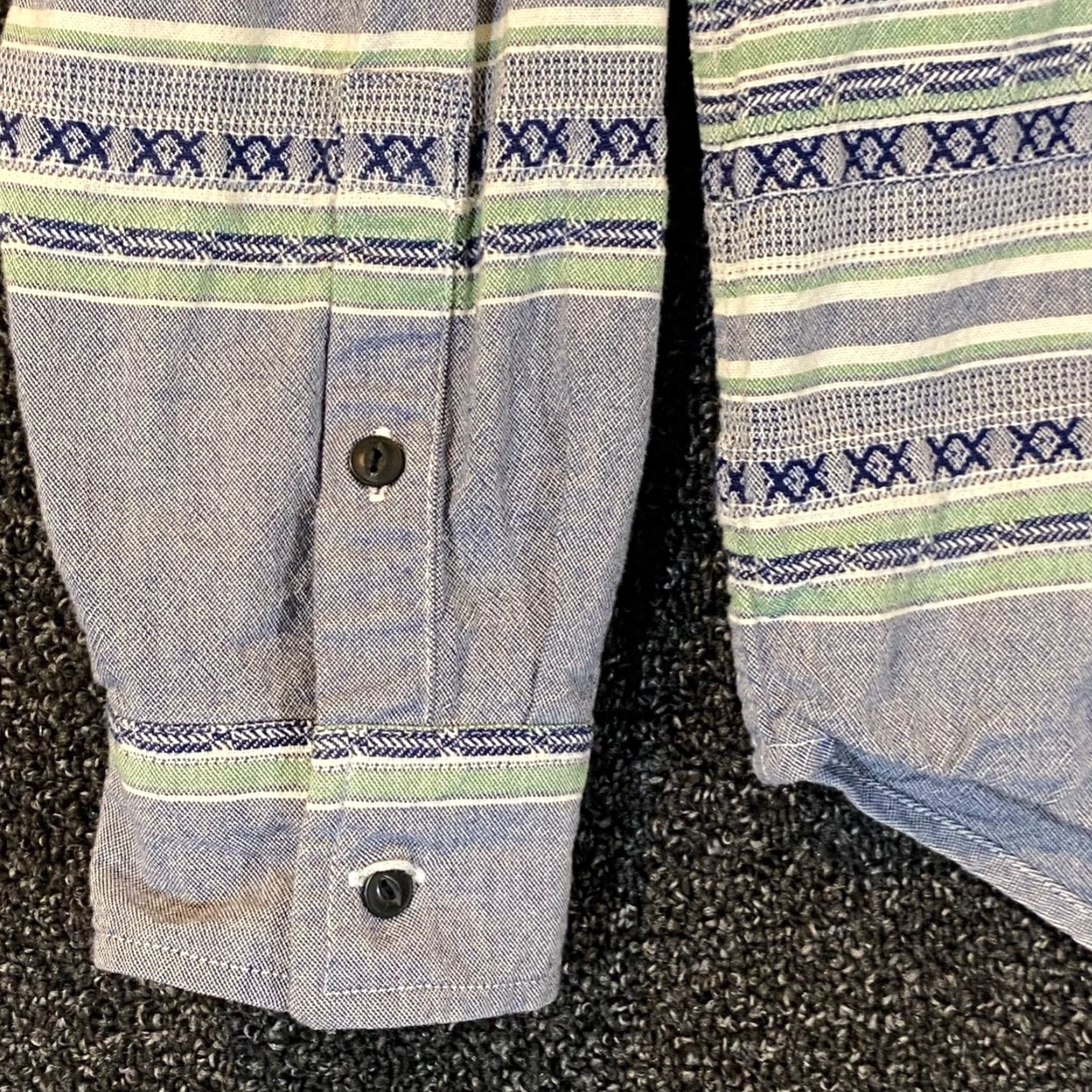 Lucky Brand Lucky Brand Shirt Men XL Blue Green Stitch Striped Button Up Long Sleeve Western Size US XL / EU 56 / 4 - 4 Thumbnail