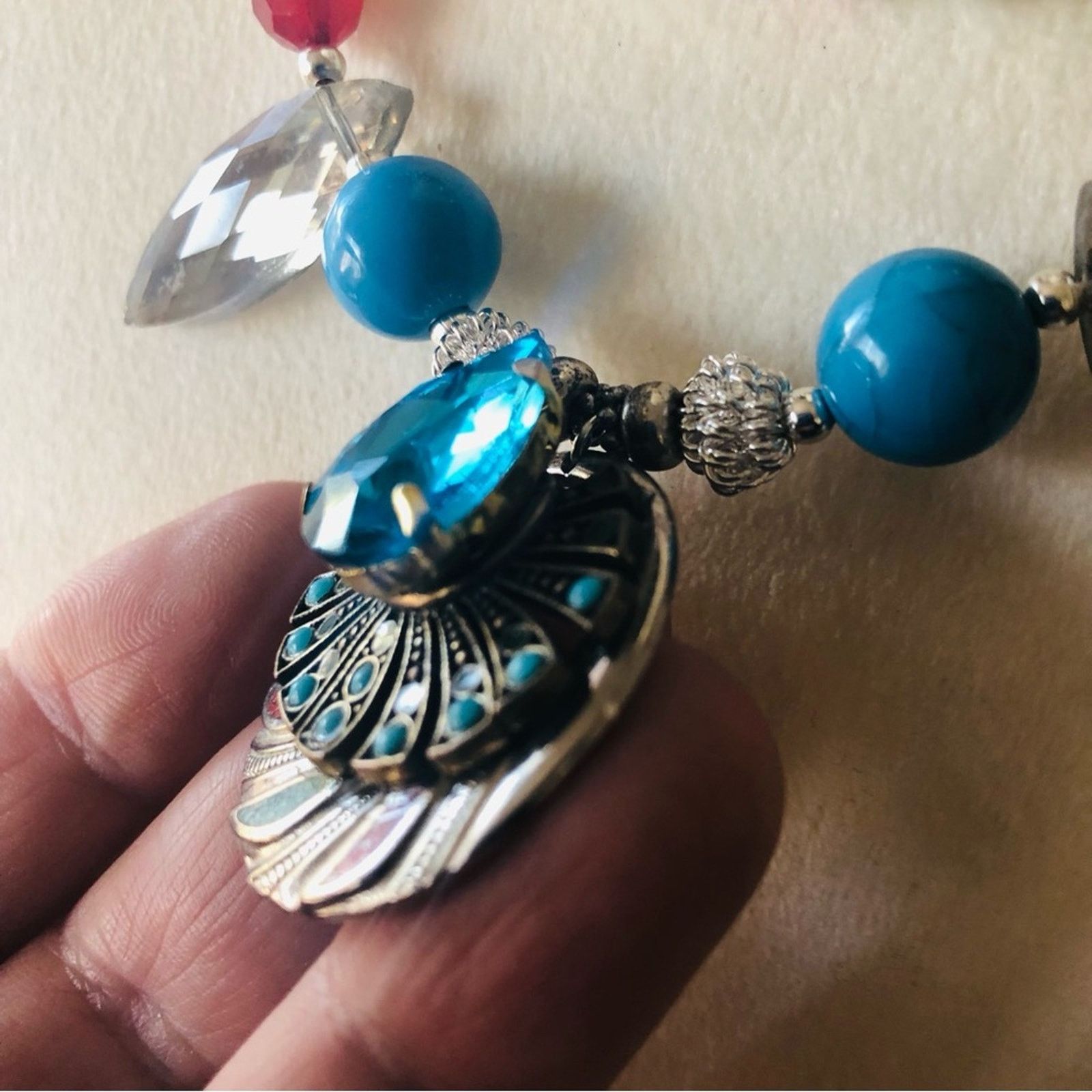 Handmade Handcrafted repurpose double strand turquoise Pearl necklac Size ONE SIZE - 12 Thumbnail