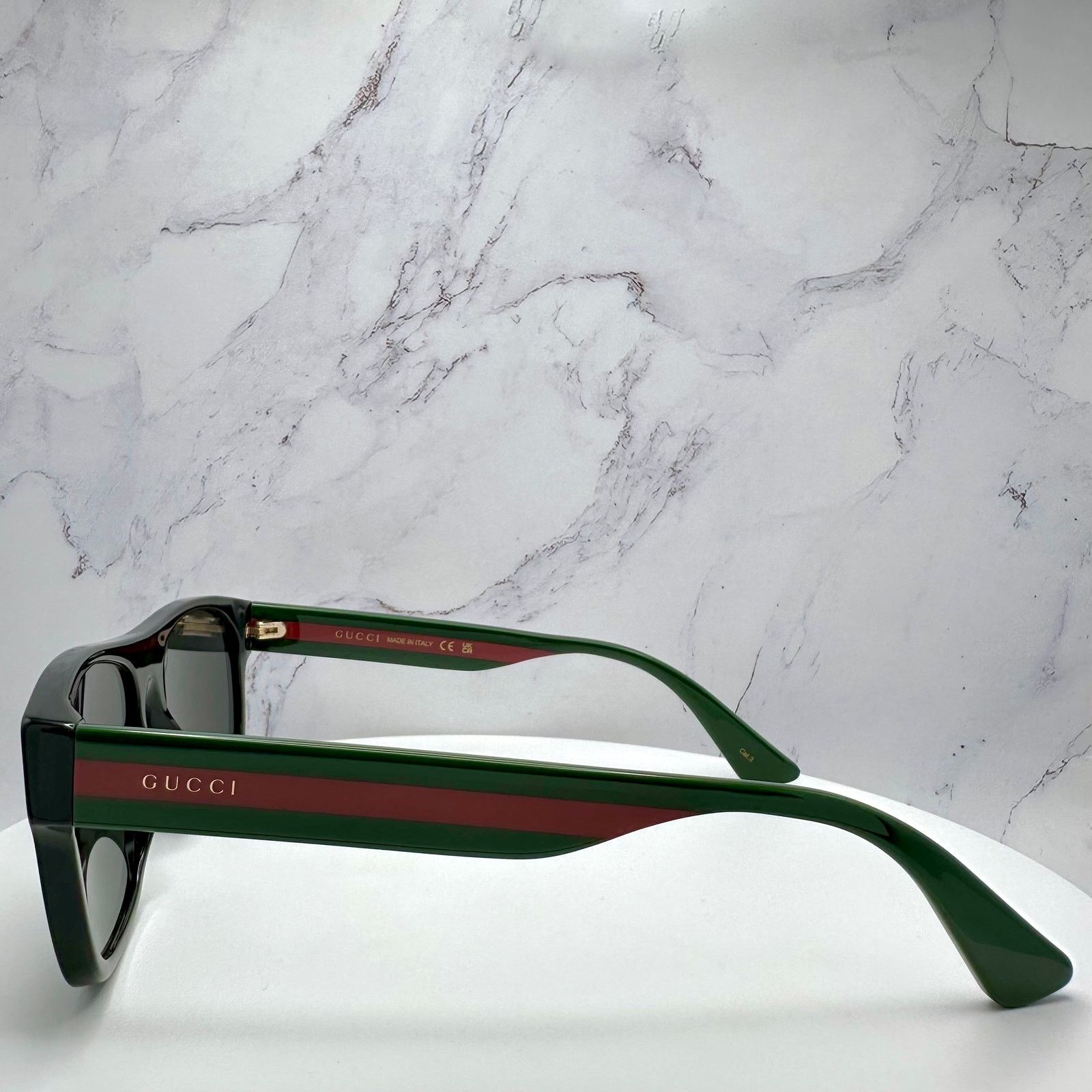 Gucci New Gucci Sunglasses Polarized Black Square Red Green Web Size ONE SIZE - 13 Thumbnail