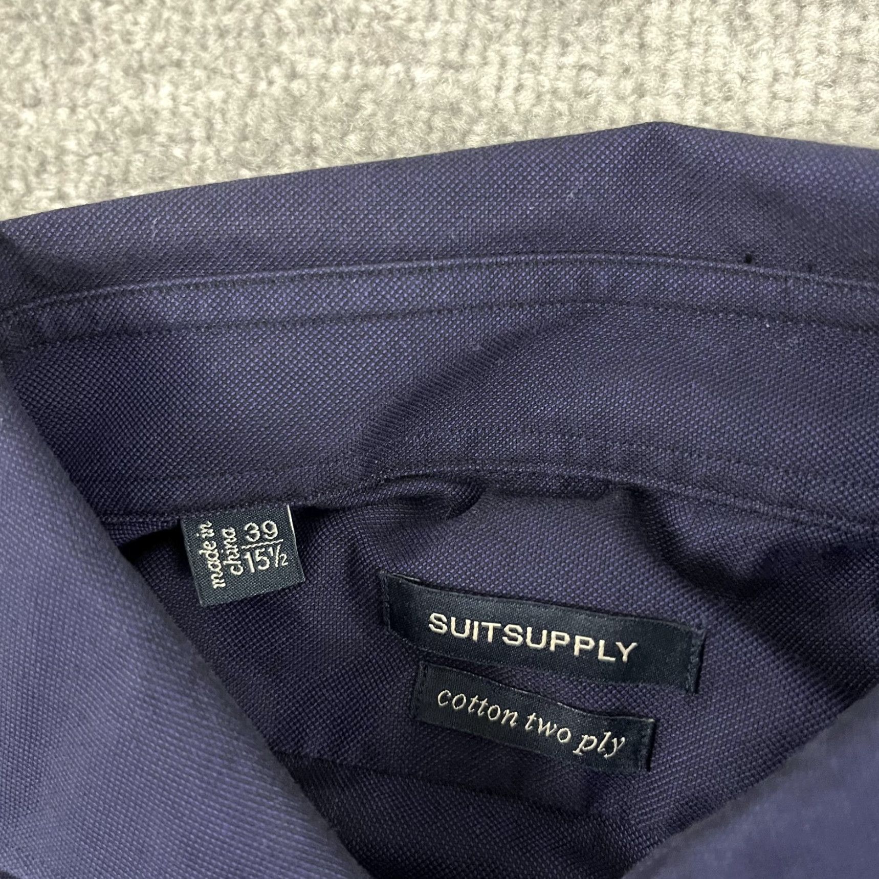 Suitsupply Suitsupply Shirt Mens Size 39 15.5 Blue Two-Ply Cotton Button Up Cutaway Dress Shirt Size 40R - 2 Thumbnail