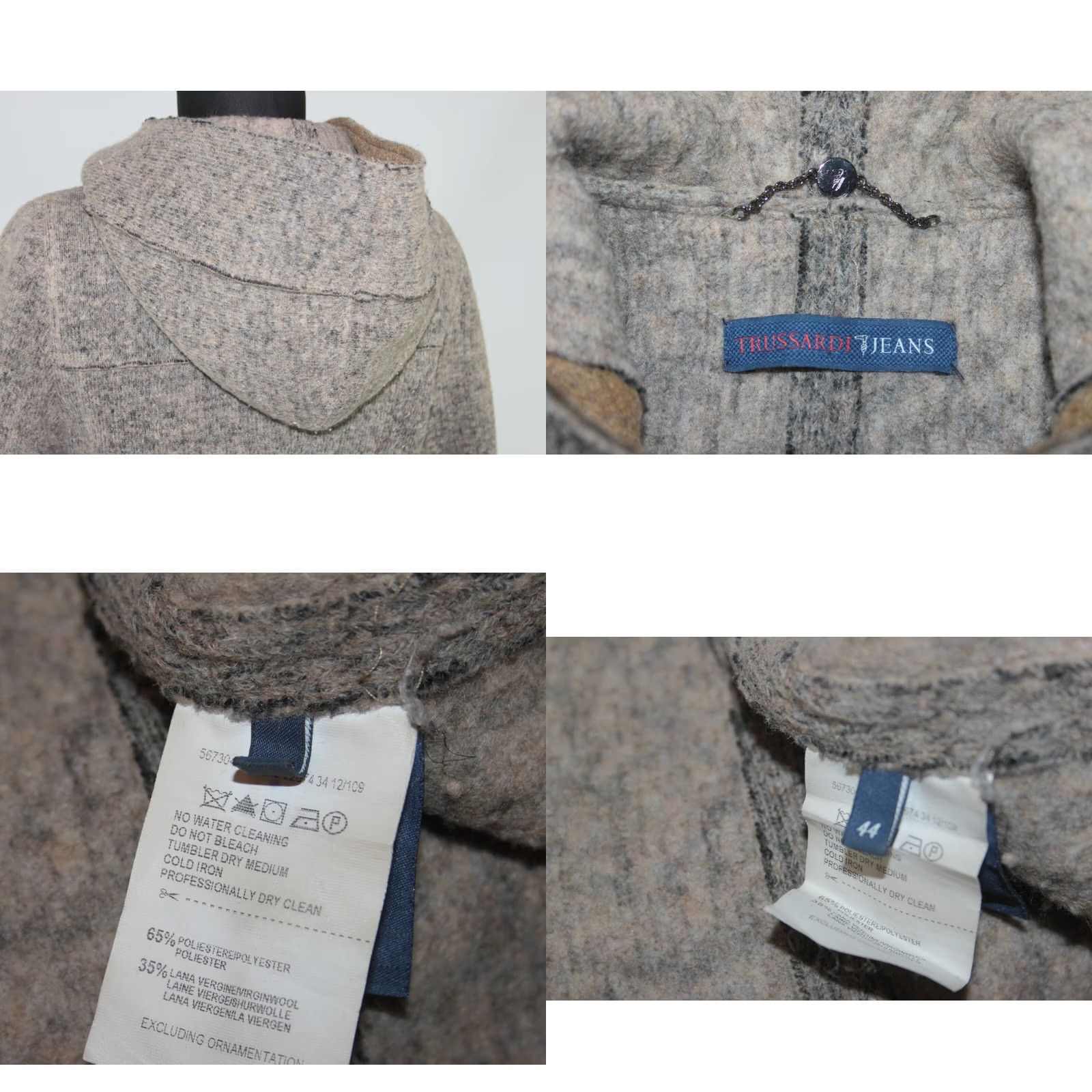 Trussardi Trussardi Jeans Overcoat Wool Beige Size 44 Adults Womens Size 30" / US 8 / IT 44 - 8 Thumbnail