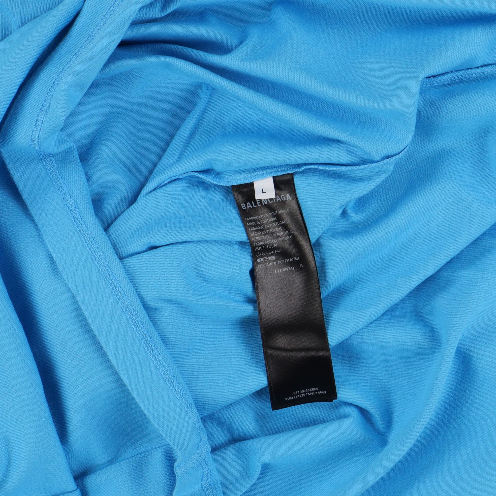 Balenciaga Azure Blue WFP Logo Oversized T-Shirt Size L / US 10 / IT 46 - 6 Thumbnail