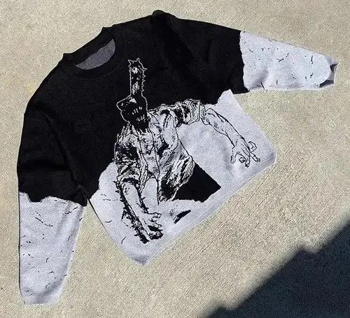 Japanese Brand Print ChainSaw Head Knitted Oversized Sweater Size US XL / EU 56 / 4 - 1 Thumbnail