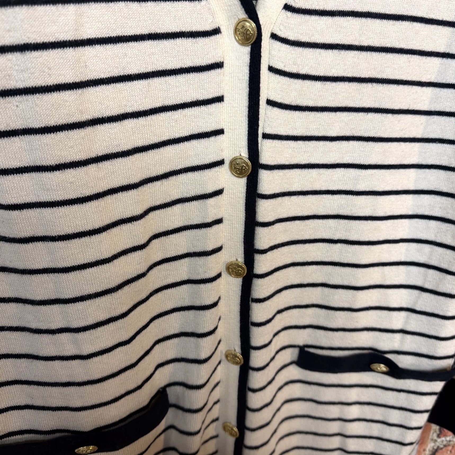 Talbots Talbots Blue White Striped Cardigan Womens Medium Sweater Button Pockets Knit Cotton Vintage: No Size M / US 6-8 / IT 42-44 - 3 Thumbnail