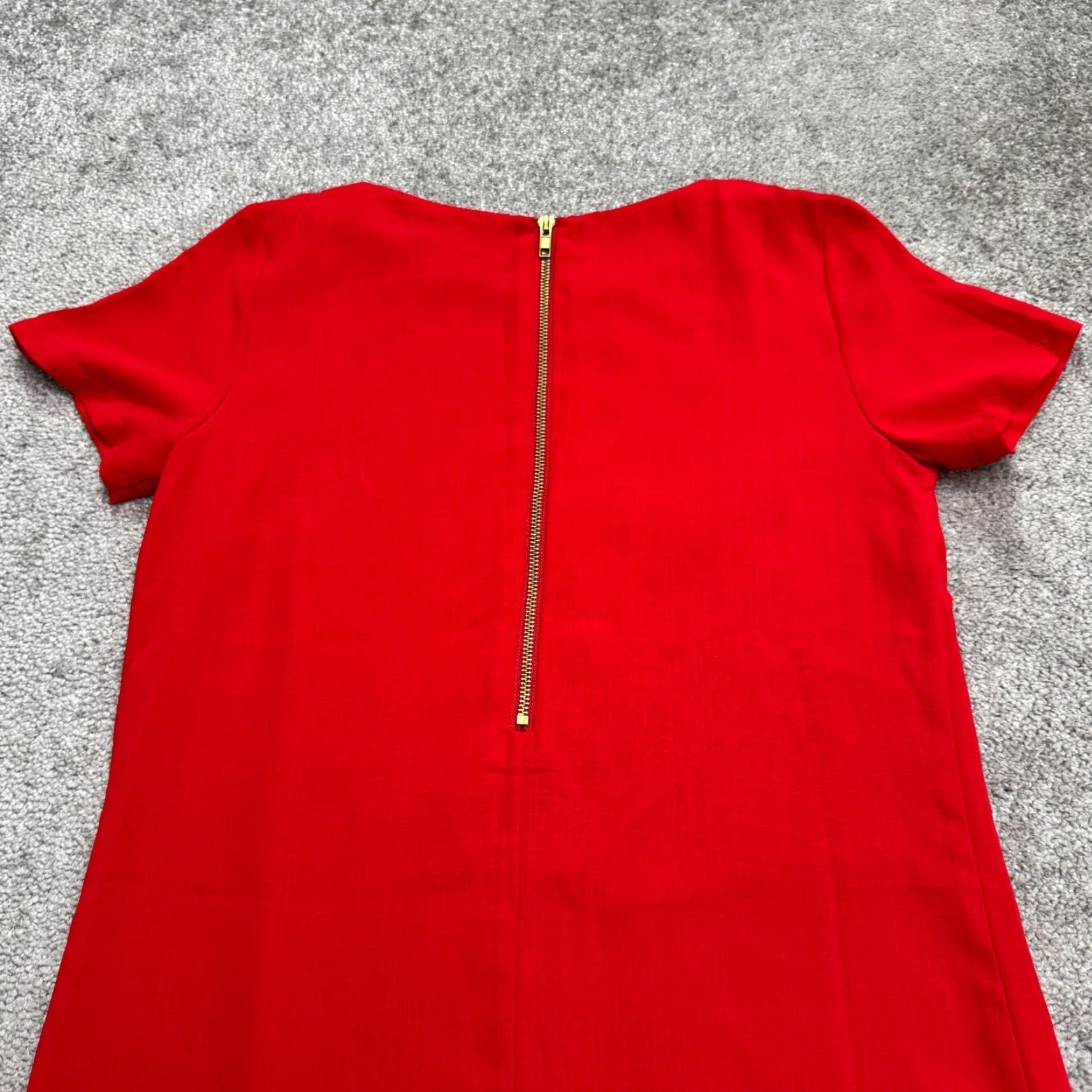 Lulus Lulus Dress Womens S Red Midi Shift Crew Neck Short Sleeve Workwear Classic Officewear Size 28" / US 6 / IT 42 - 4 Thumbnail