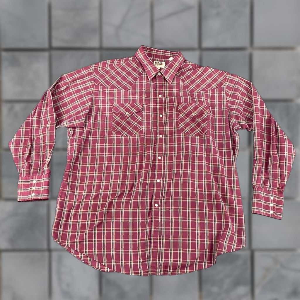 Vintage VINTAGE Ely Cattleman Shirt Mens 2XL Red Plaid Western Pearl Snap Button Up Cow Shirt Size US XXL / EU 58 / 5 - 1 Thumbnail