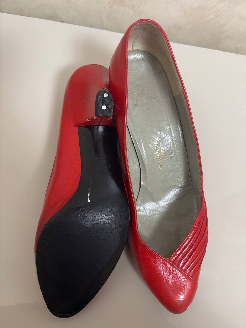 Christian Dior Monsieur Christian Dior Vintage Red Leather Pumps – Made in France Size US 7 / IT 37 - 10 Thumbnail