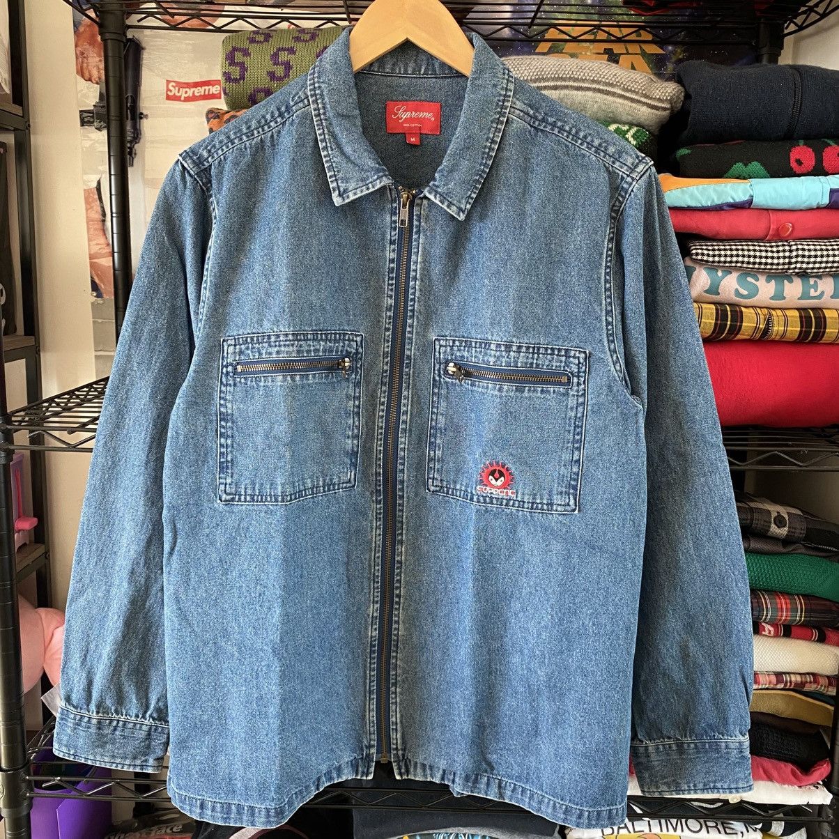 Supreme Supreme Vampire Denim Zip Up Shirt Blue 2018 Sean Cliver Size US M / EU 48-50 / 2 - 1 Thumbnail