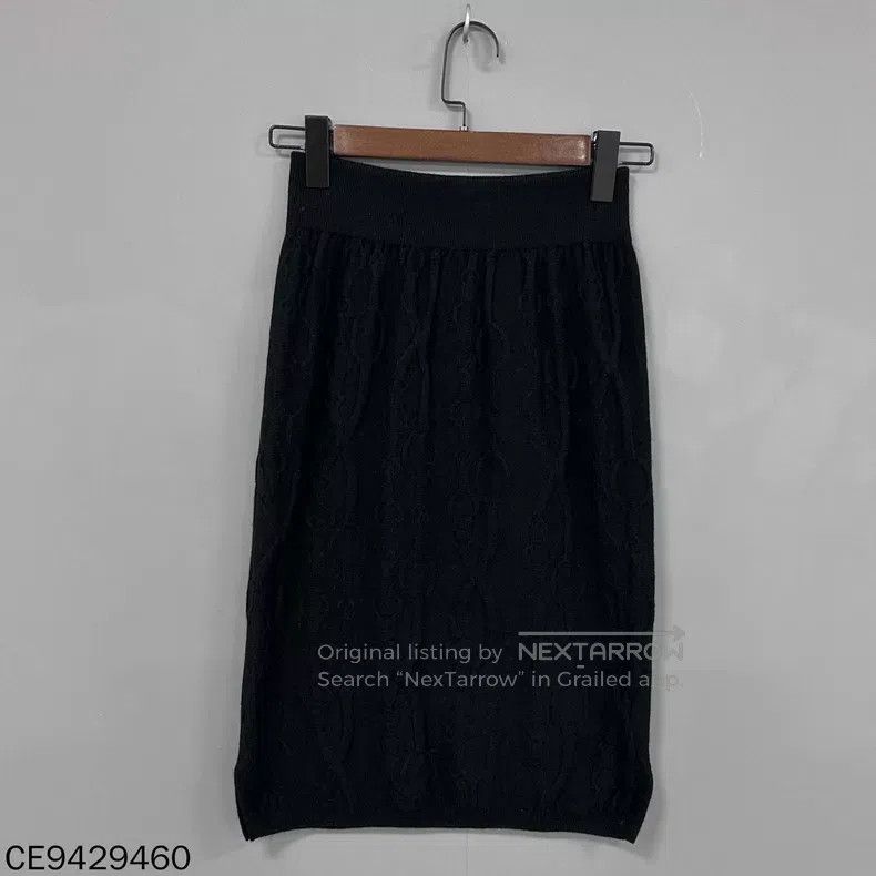 Hermes Hermes Black Pig Nose Pattern Cashmere Skirt Size 24" / US 00 / IT 34 - 1 Thumbnail