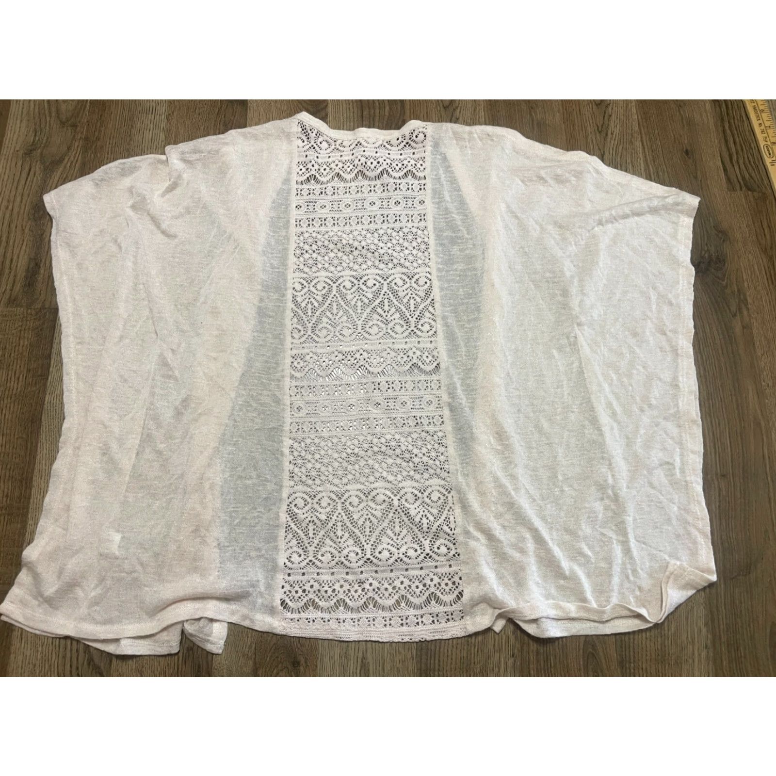 Vintage Maurices Cardigan Sweater Women's Large Pink Open Back Lace Size L / US 10 / IT 46 - 2 Thumbnail