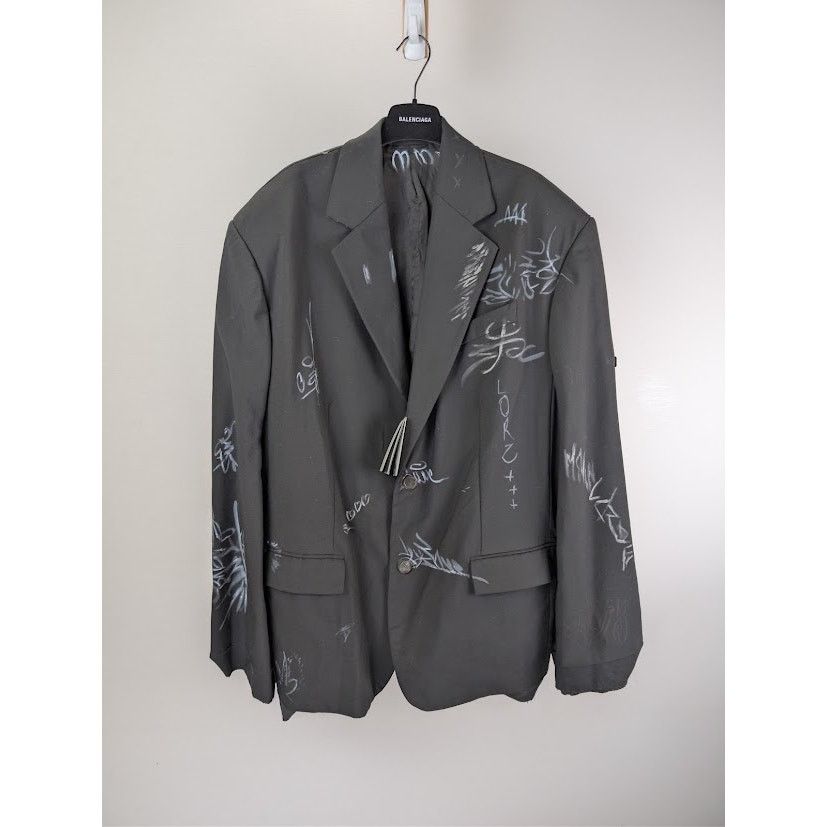 Balenciaga o1rshd1 Fluid Wool Barathea Skater Tailored Jacket in Black Size US M / EU 48-50 / 2 - 1 Thumbnail
