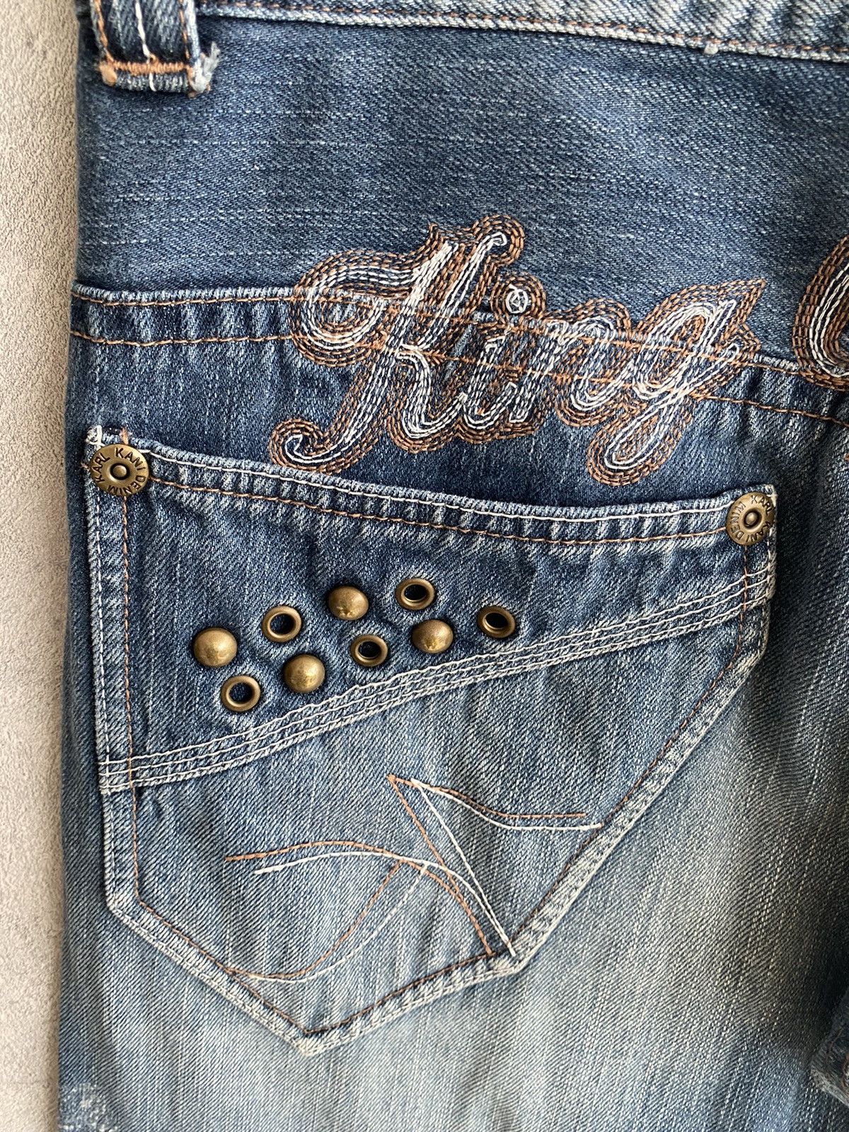 Karl Kani × Vintage Vintage Karl Kani King of Black Studded Baggy Jeans Size US 34 / EU 50 - 11 Thumbnail