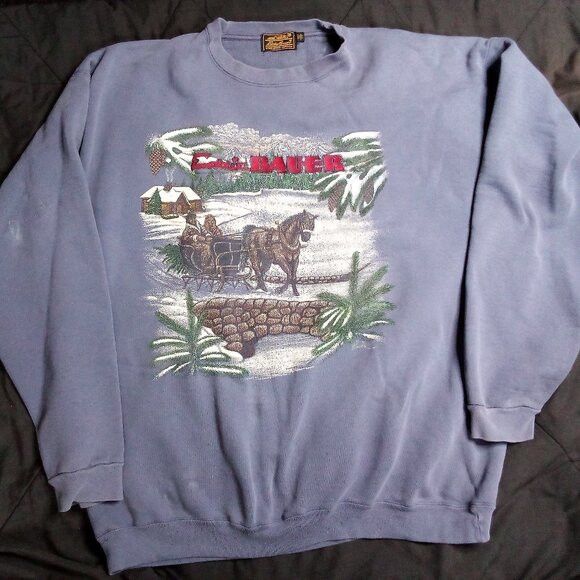 Eddie Bauer × Vintage Vintage Eddie Bauer Winter Pastoral Horse Sweatshirt Size US XXL / EU 58 / 5 - 2 Thumbnail