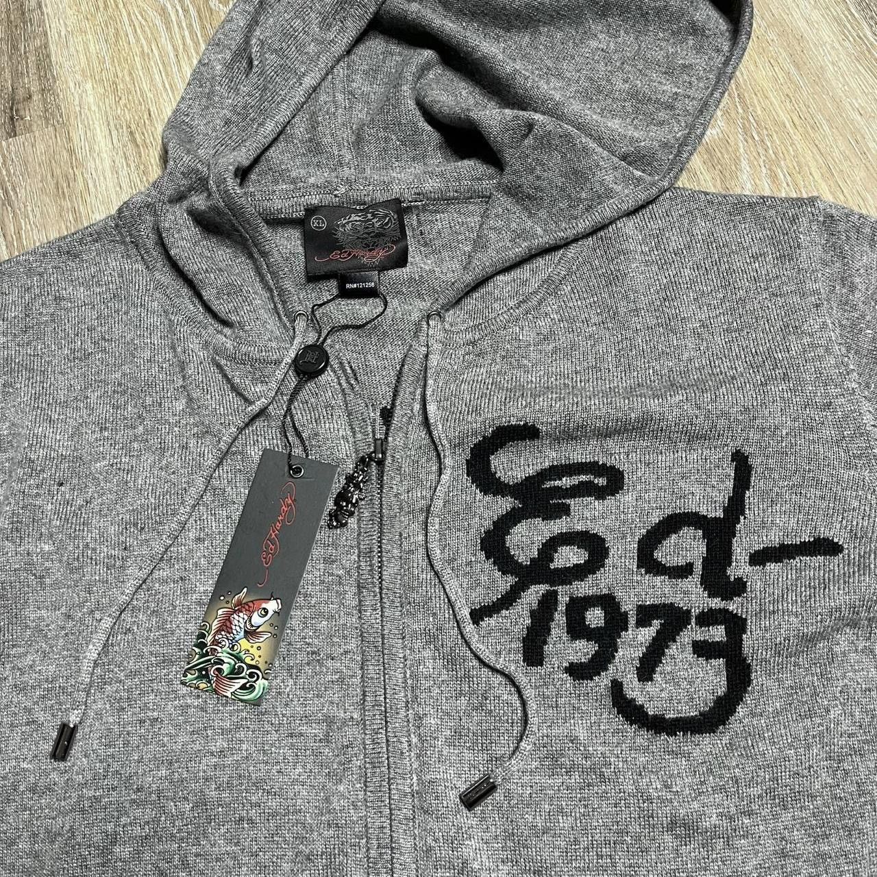 Ed Hardy × Vintage RARE ed hardy death before dishonor knit hoodie Size US XL / EU 56 / 4 - 4 Thumbnail