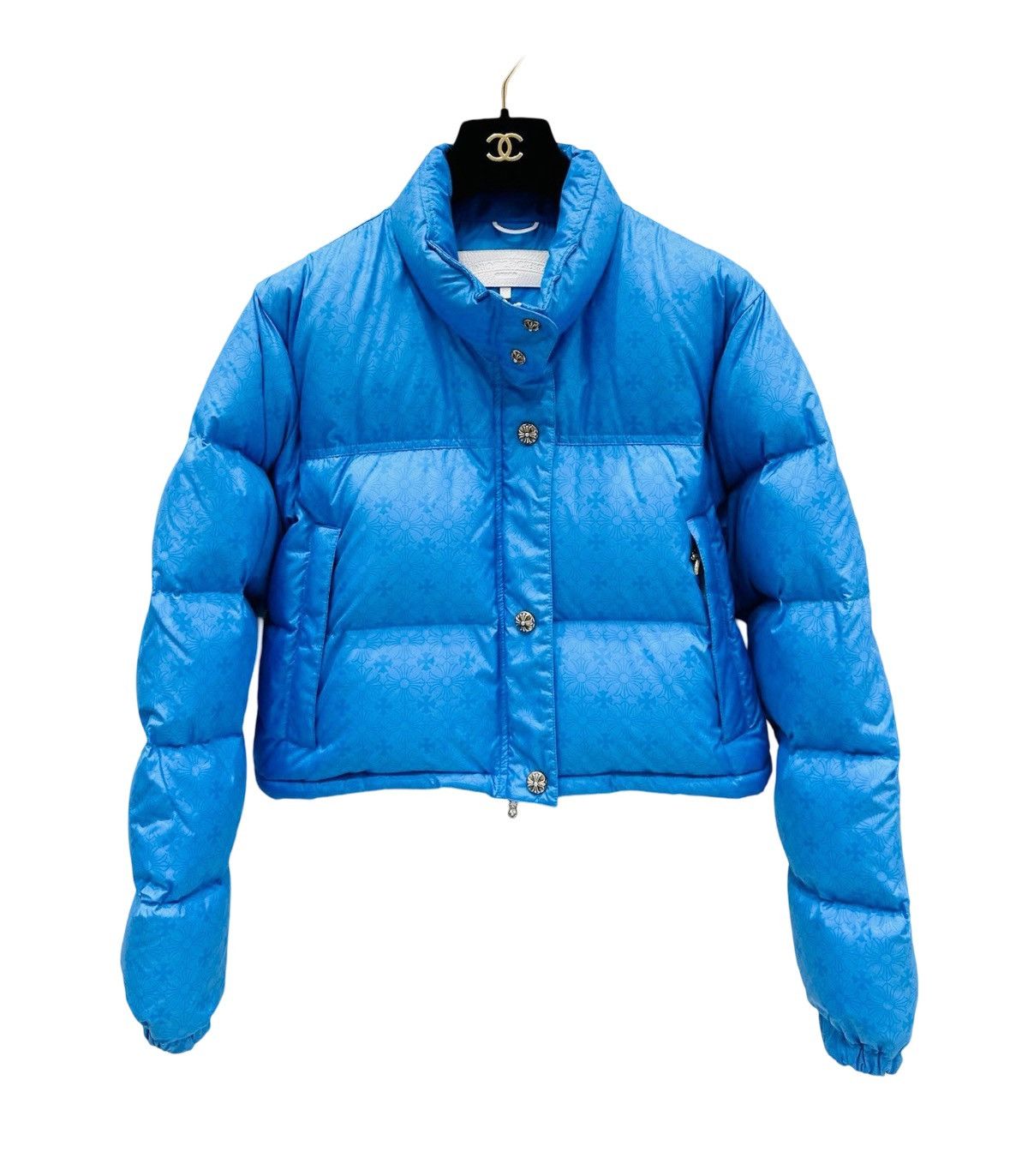 Plus cross pattern cropped puffer down jacket