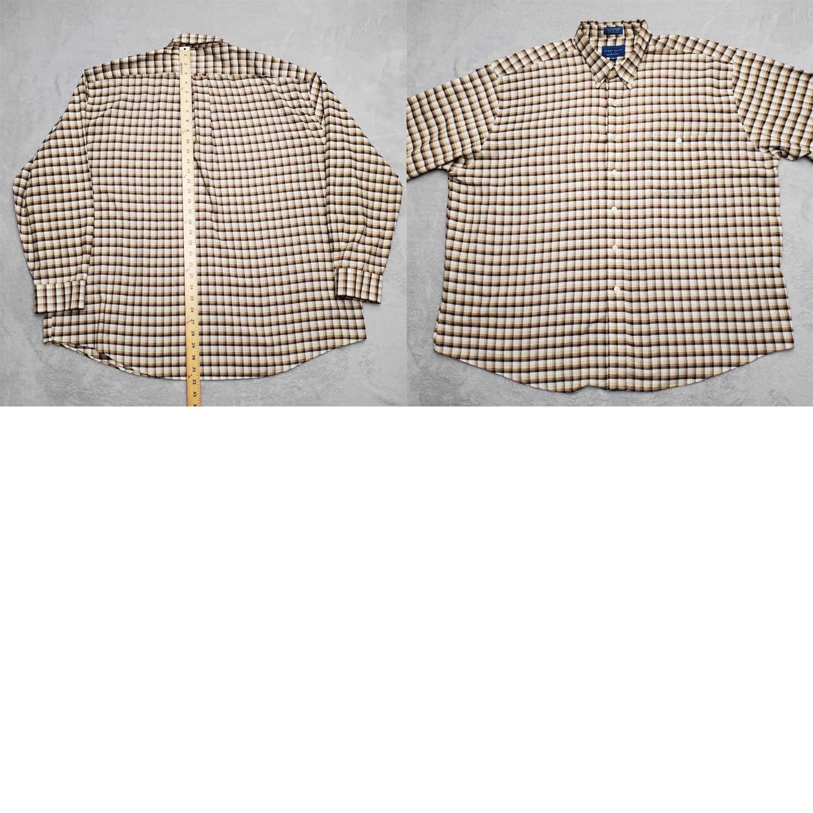 Garage VINTAGE Towncraft Shirt Men 2XL Beige Plaid Yard Work Garage Outdoor Dad Casual Button-Up Wrinkle Resistant Cotton Polyester Size US XXL / EU 58 / 5 - 8 Thumbnail