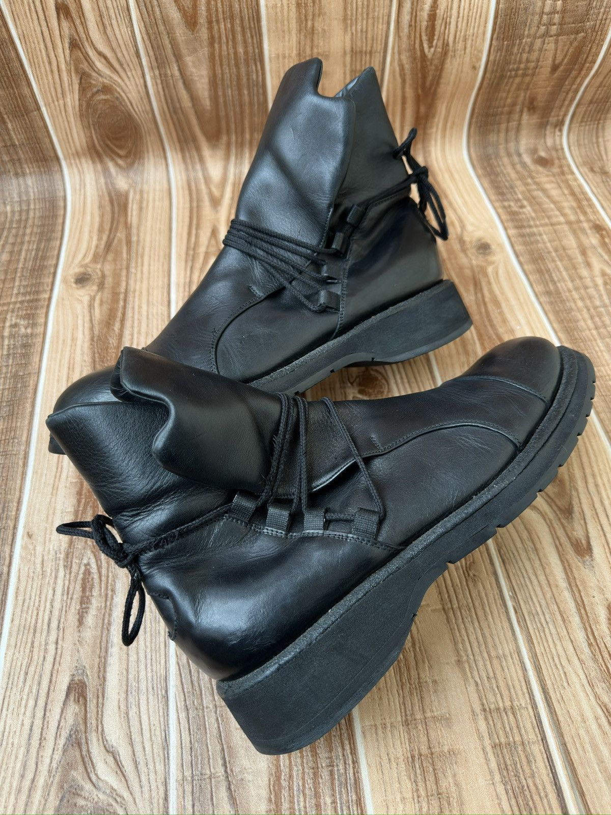 Emporio Armani Empirio Armani Leather Biker Lace Up Boots Like Rick Owens Size US 10 / EU 43 - 15 Thumbnail