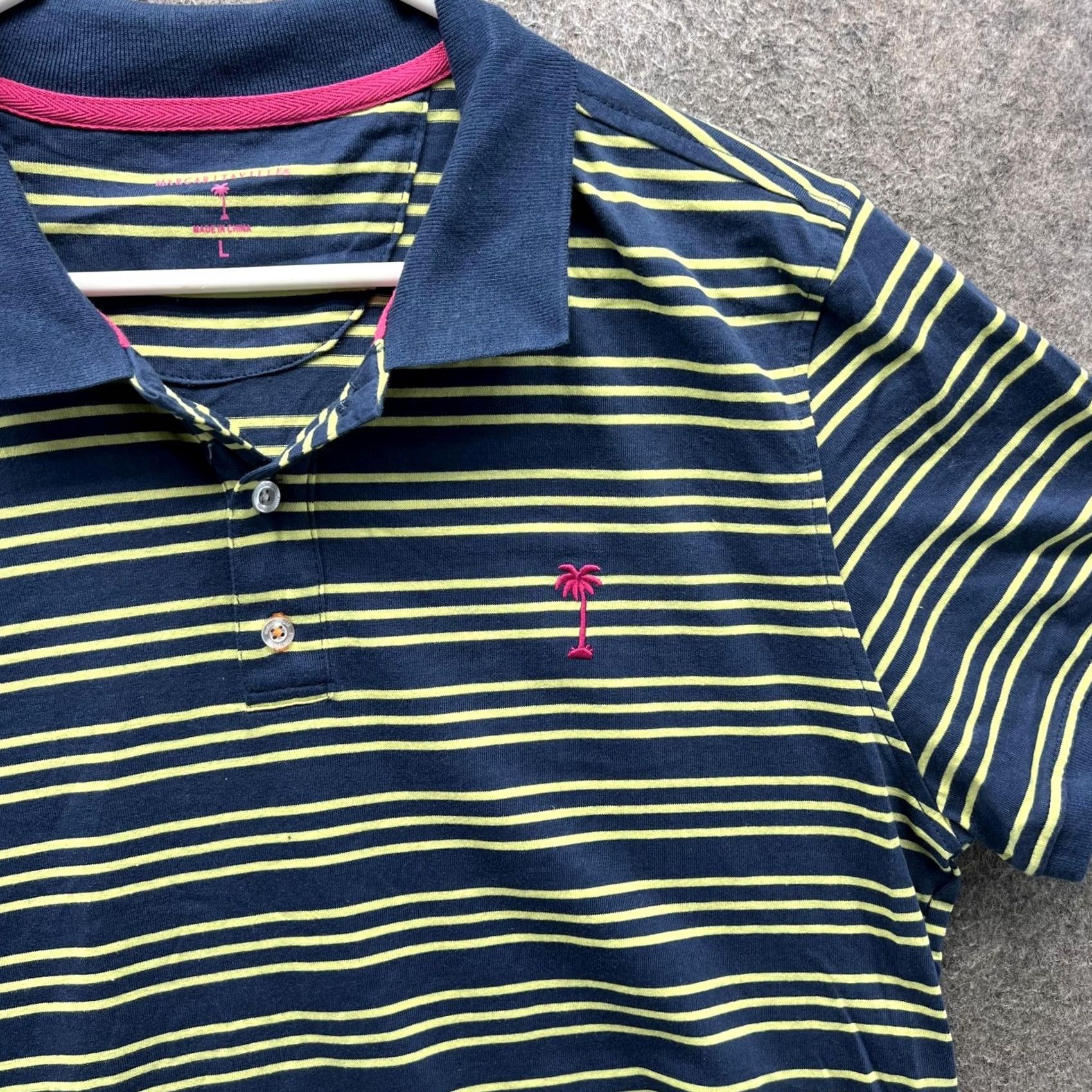 Vintage Margaritaville Polo Shirt Mens Large Blue Stripe Palm Tree Logo Beach Casual Shirt Size US L / EU 52-54 / 3 - 6 Thumbnail