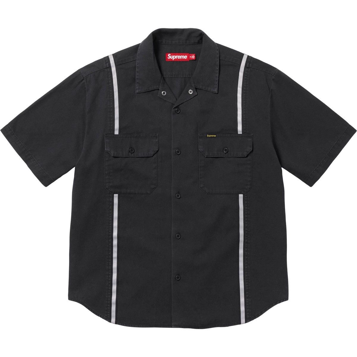 Supreme Reflective Stripe Short Sleeve Work Shirt Black XL